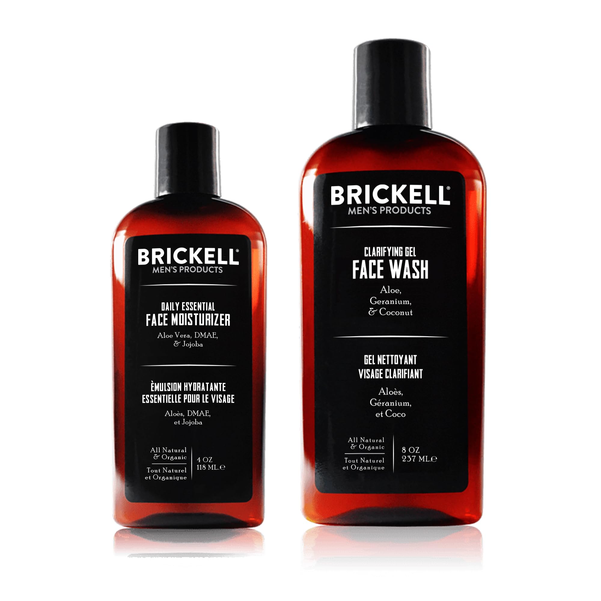 Brickell Men's Daily Essential Face Care Set - Natural & Organic Facial Cleanser & Moisturizer Lotion for Men | Hydrating & Refreshing Skincare Routine | Perfect for Morning & Night Use