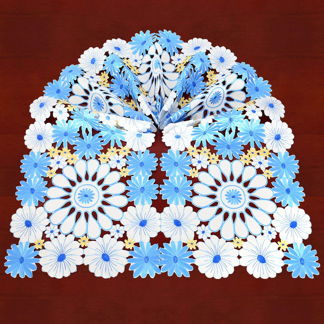 Simhomsen Embroidered Floral Table Runner - Elegant Spring Table Decor & Dresser Scarf (Blue, 14×69 Inch) for Dining Room, Wedding & Home Decor