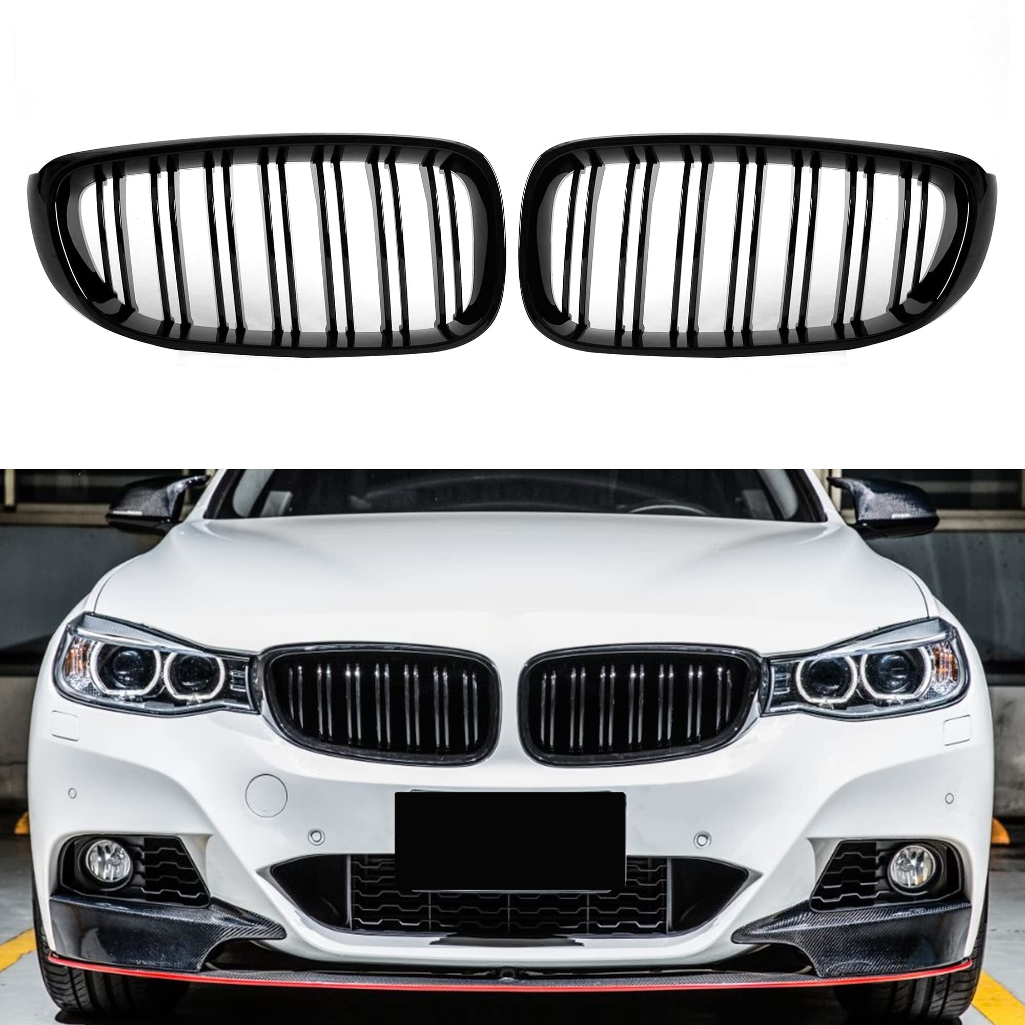 ABS Gloss Black Front Replacement Kidney Grille for BMW 3 Series GT F34 - Perfect Fit & Easy Installation for Enhanced Style & Protection
