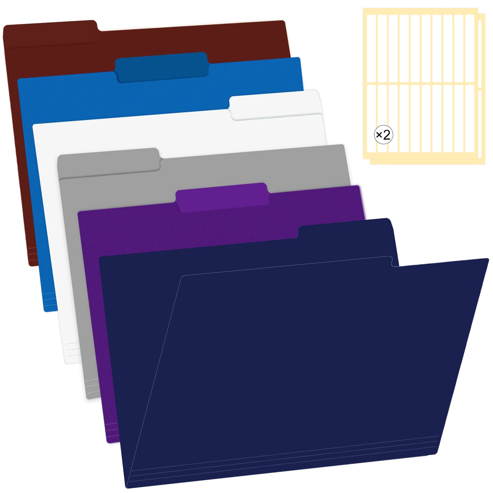 EOOUT 18-Pack Heavy Duty Plastic File Folders with Sticky Labels - 3-Cut Tab Letter Size, 6 Assorted Colors & Erasable Category Labels for School, Office, Home Organization & Document Filing
