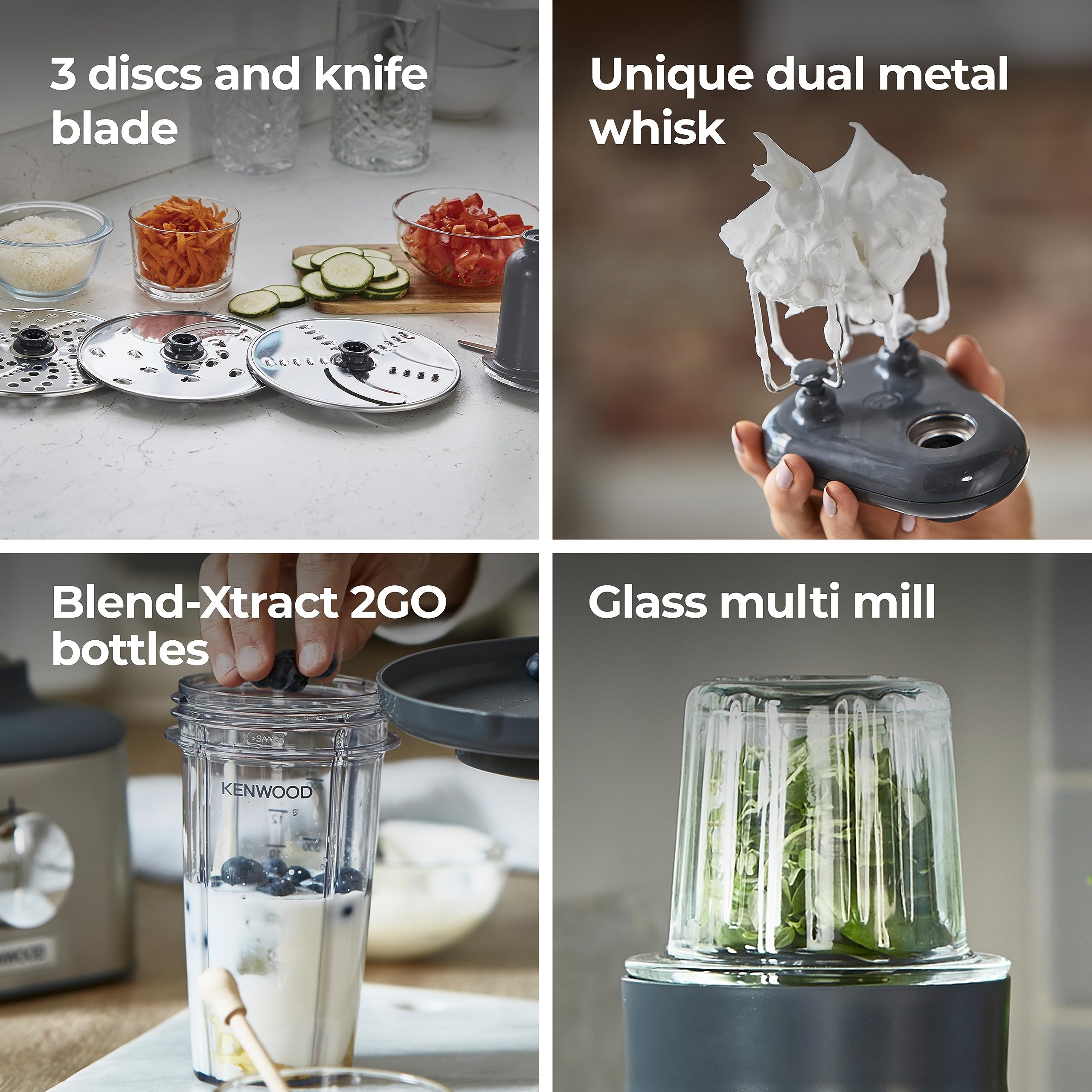 Kenwood Multipro Compact+ FDM312 SS 5-in-1 Food Processor with Digital Scale - 2.1L Stainless Steel Blender, Spice Mill & Smoothie Makers (800W) - Perfect for Kitchen, Meal Prep, Smoothies & Spice Grinding