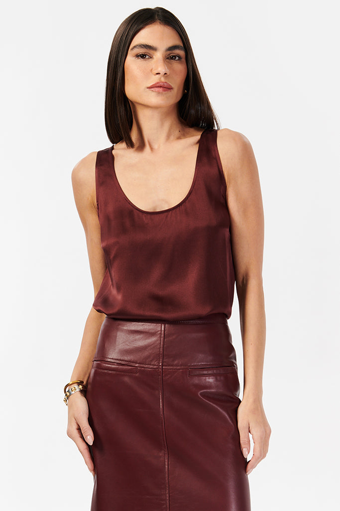 Cami NYC Nilou Camisole - Women's Elegant Sleeveless V-Neck Top in Cranberry Red | Perfect for Layering, Casual Outfits & Summer Wardrobe