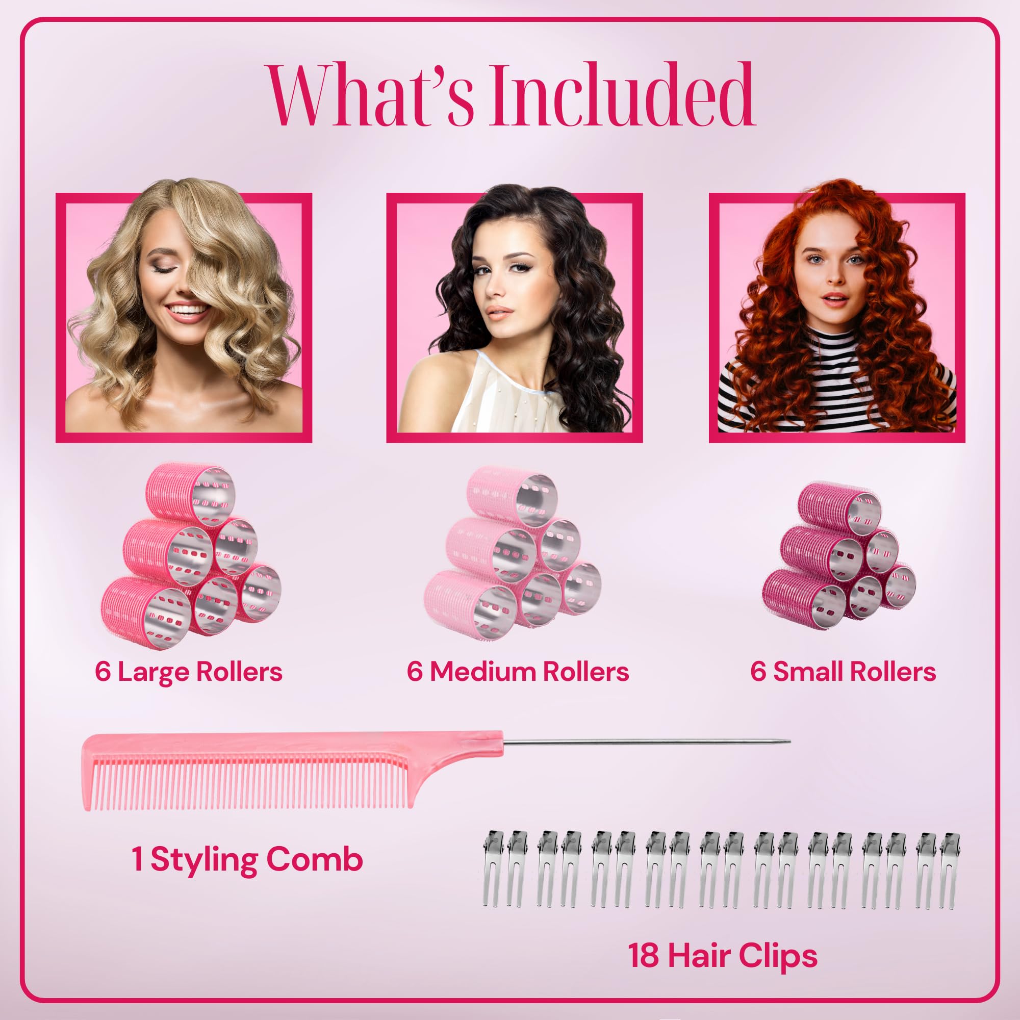 Asani Thermal Hair Rollers Set - 37 Self-Grip Aluminum Rollers with 18 Clips & Styling Comb for Volume & Long-Lasting Curls - Best for Short, Medium & Long Hair - Perfect for Home Styling, Salon Use & Special Occasions