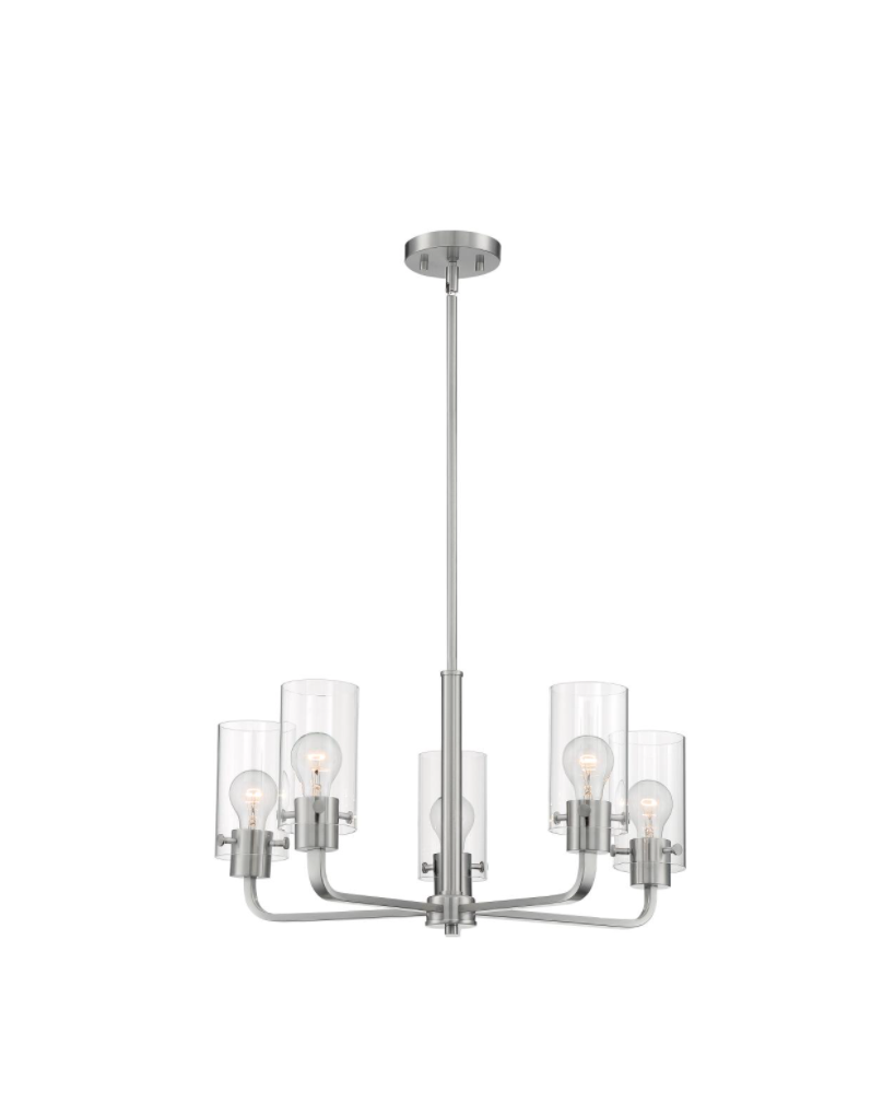 Elegant Sommer 5-Light Crystal Chandelier - Modern Dining Room Ceiling Light Fixture for Living Room, Bedroom & Entryway