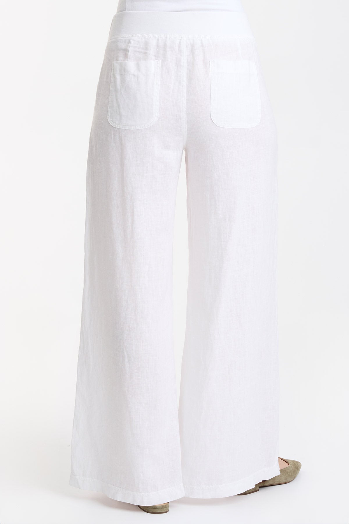 Darja Women's Wide Leg White Pants - Comfortable High Waisted Linen Trousers for Casual Wear, Office & Summer Outfits