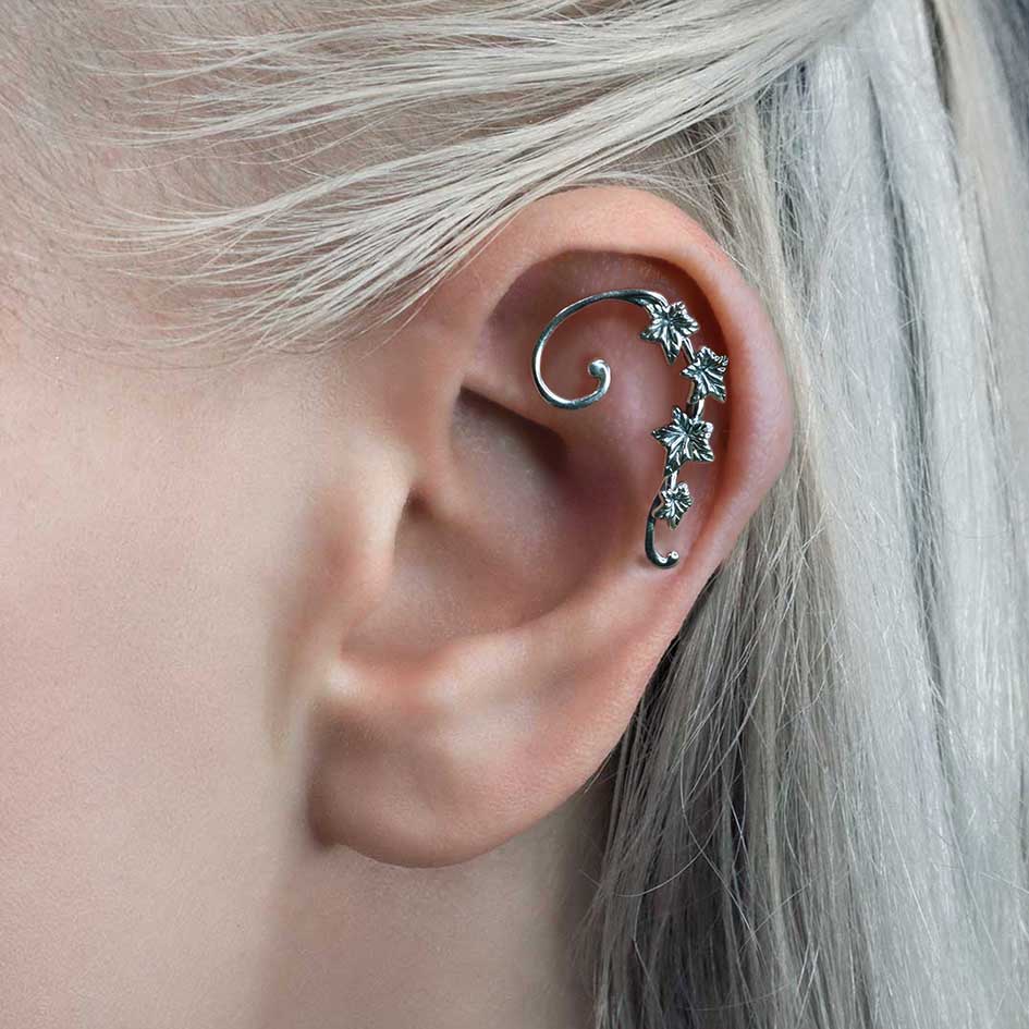 THORA Gold Climbing Ivy Ear Studs - Elegant Botanical Jewelry for Women, Perfect for Everyday Wear, Parties & Special Occasions