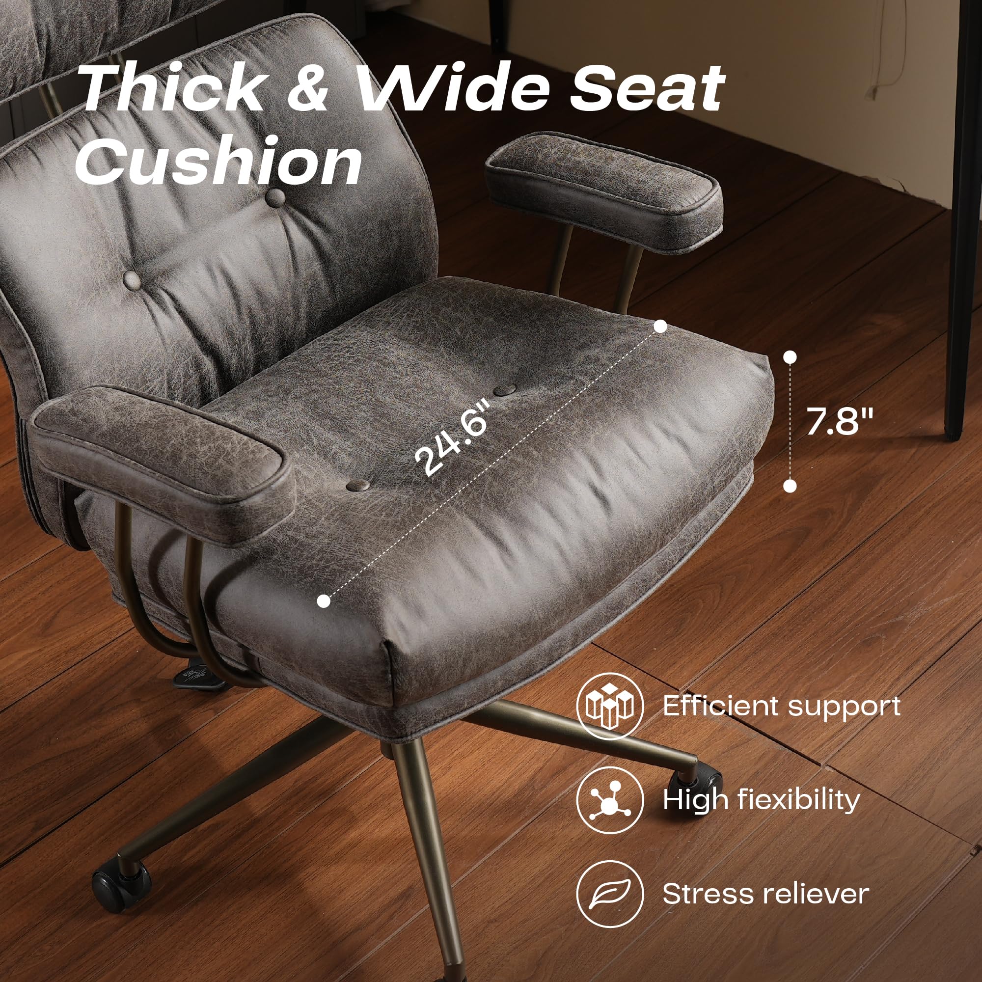 Ergonomic Big and Tall Office Chair - Adjustable High Back Executive Computer Desk Chair with Lumbar Support, Breathable Suede & Rocking Function (Gray) - Perfect for Home Office, Gaming Setup, and Long Work Sessions