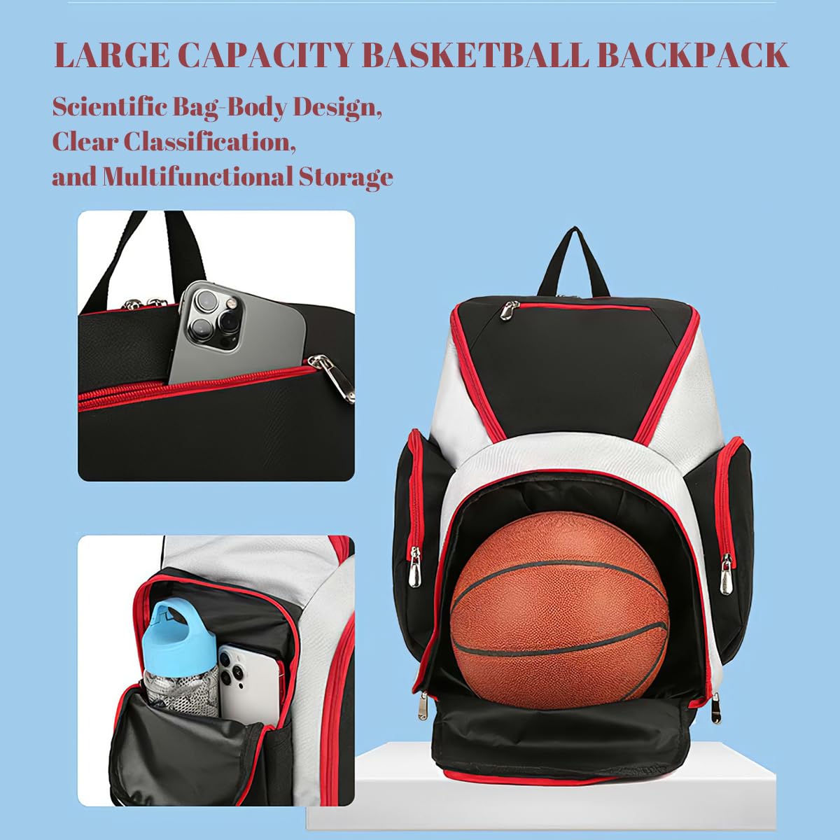Custom Basketball Backpack for Boys - Personalized Sports Bag for Gym & Travel