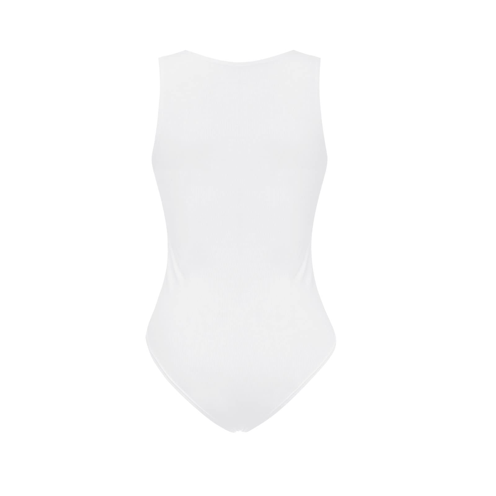 Black Women's Pantsuit - Front Zip Round Neck Long Sleeve Ribbed Bodysuit Leotard Top for Work, Office & Evening Wear