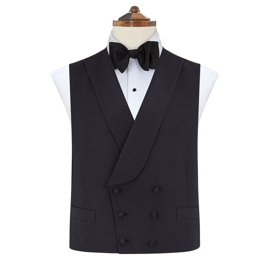 Hudson Navy Blue Grosgrain Silk & Cotton Waistcoat for Men - Formal Vest for Weddings, Business & Special Occasions