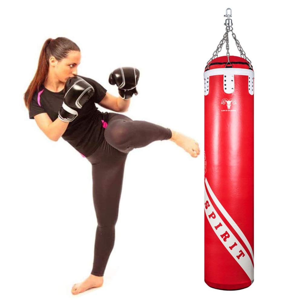 PQQ Heavy Punching Bag for Boxing, MMA, Taekwondo & Muay Thai Training - Unfilled Red Kick Bag for Home Gym Workouts | Perfect for Cardio, Strength & Martial Arts Practice