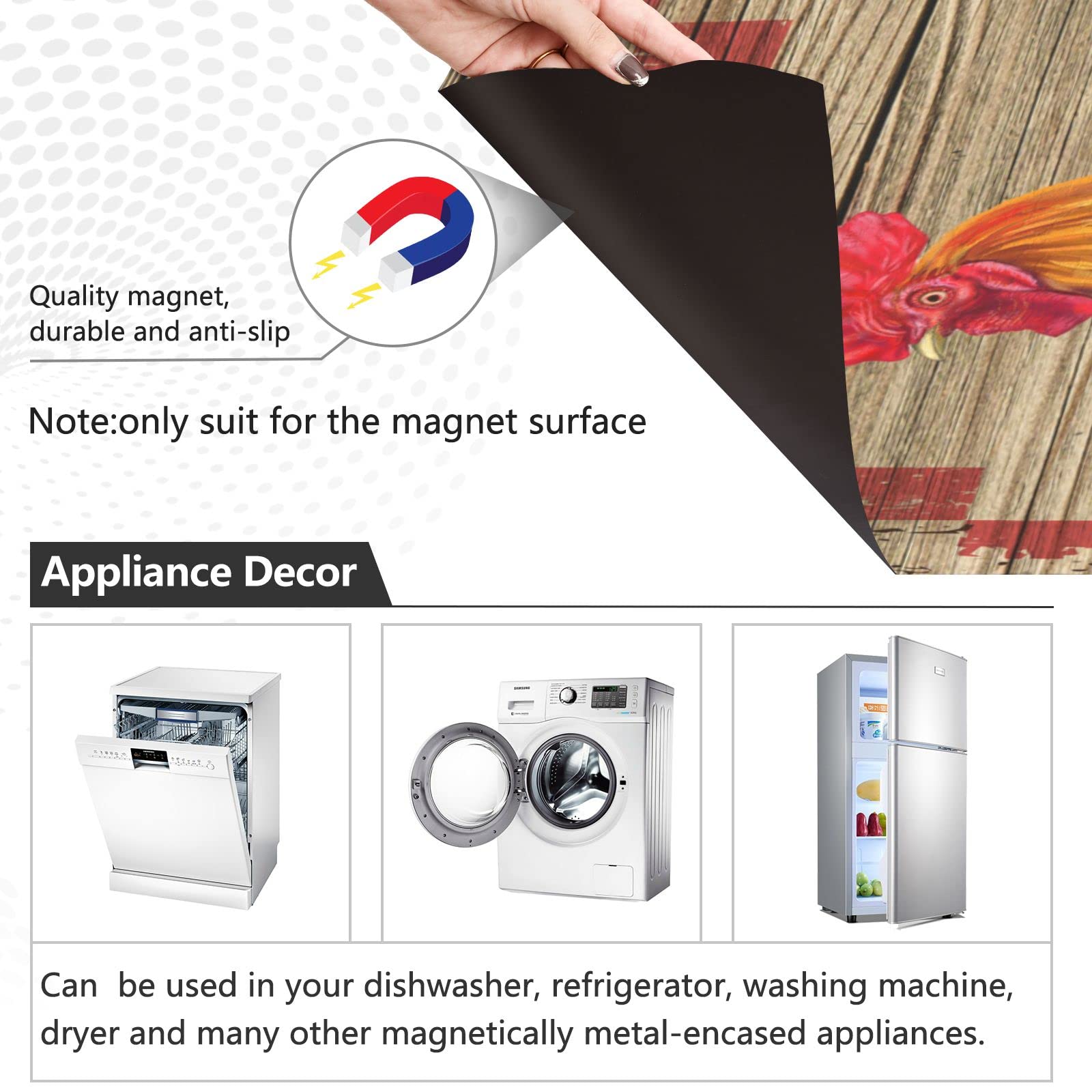 Rustic Rooster Dishwasher Magnet Cover - Reusable Magnetic Sticker for Kitchen & Thanksgiving Decor | Perfect for Dishwasher Status Indicator & Home Decor