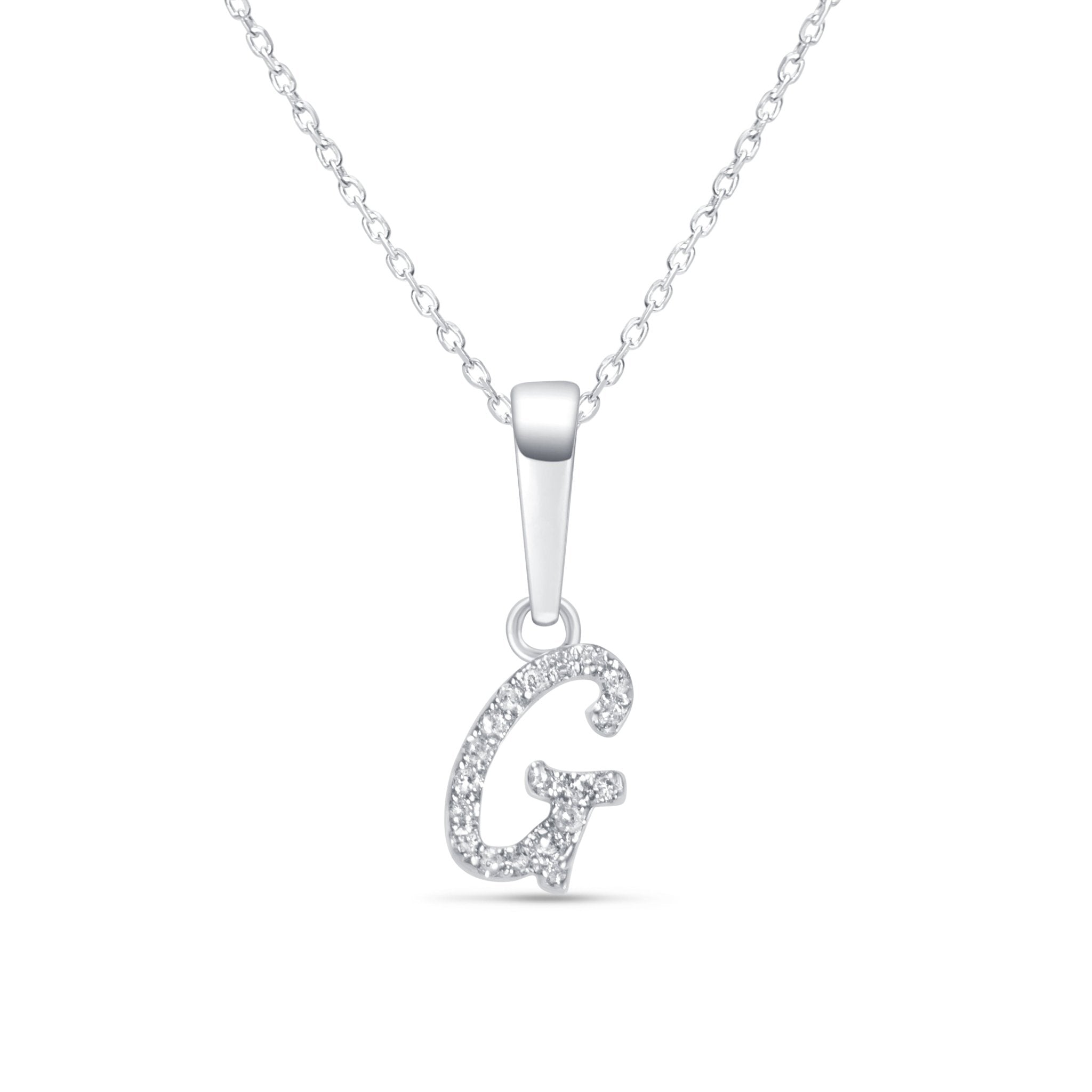 14K White Gold Diamond Initial Necklace - Personalized Cursive Letter Pendant for Women - Perfect Gift for Birthday, Anniversary & Valentine's Day