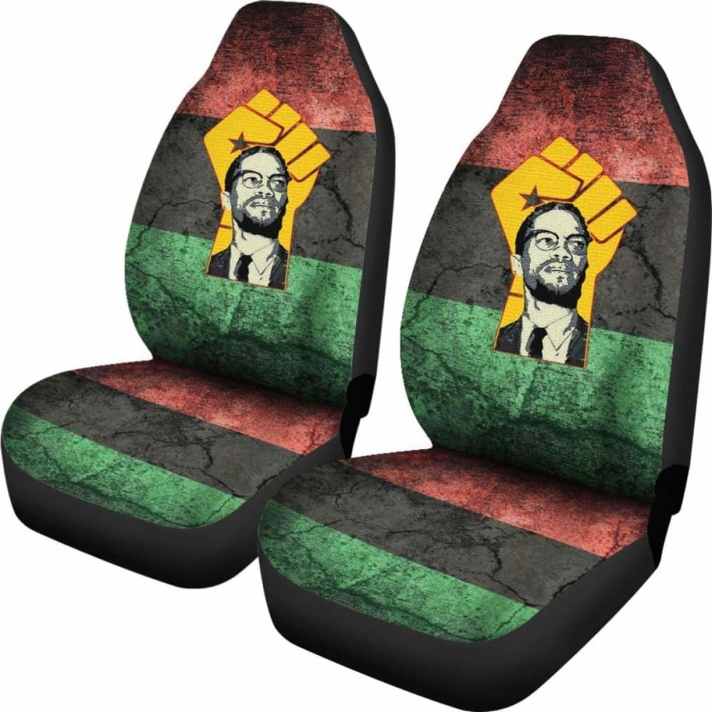 Premium African Print Car Seat Covers - Malcolm X & Pan African Flag Design - Universal Fit for Cars, SUVs & Trucks - Perfect for Cultural Pride, Road Trips & Car Protection