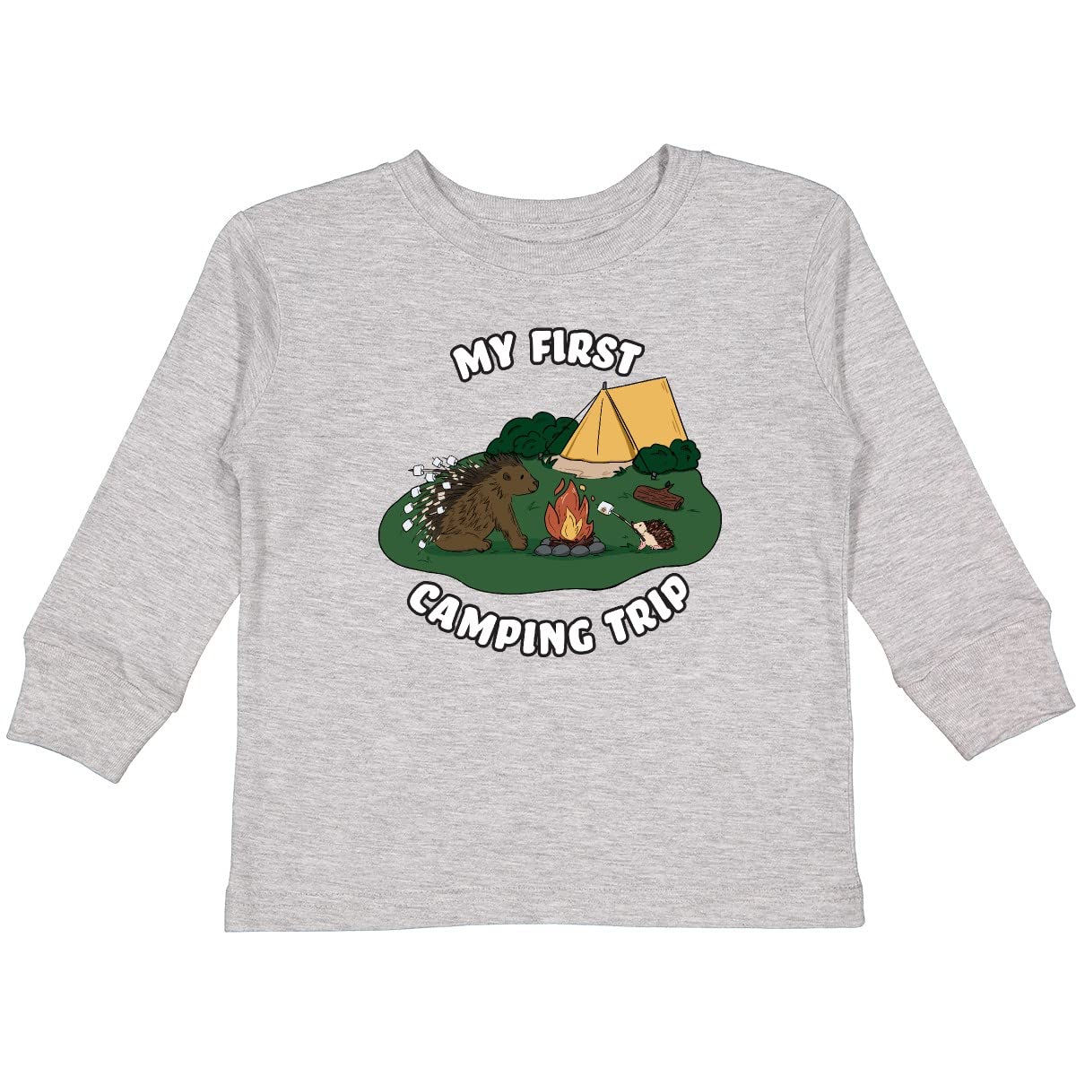 Inktastic My First Camping Trip - Cute Hedgehog Print Toddler Long Sleeve T-Shirt for Boys & Girls - Perfect for Outdoor Adventures, Camping Trips & Family Vacations