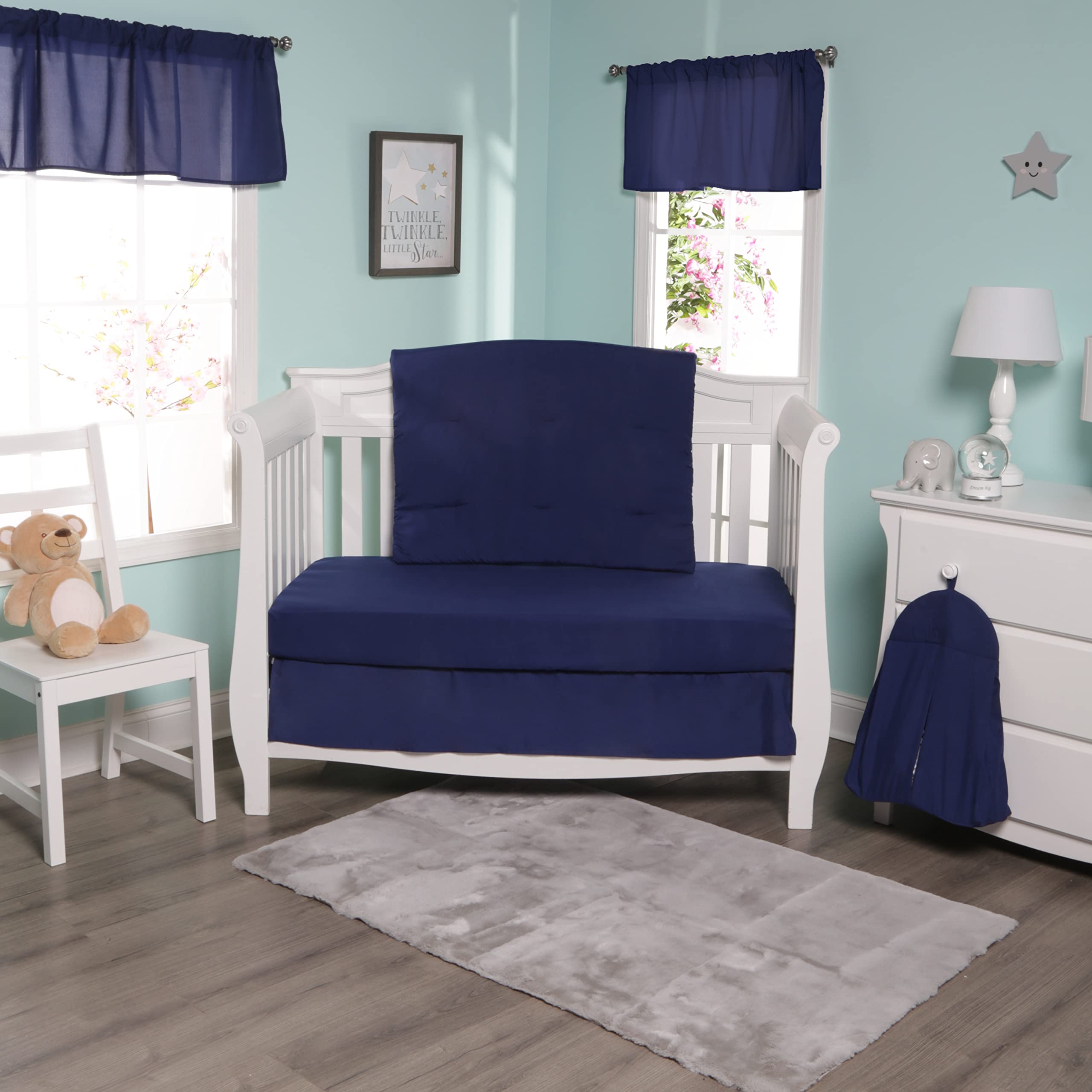 Navy Blue 60x15 Inch Window Valance for Kids Room - Blackout Curtain Panel for Toddler, Baby & Teen Boys Bedrooms - Modern Window Treatment & Décor for Nursery, Playroom & Bedroom Windows
