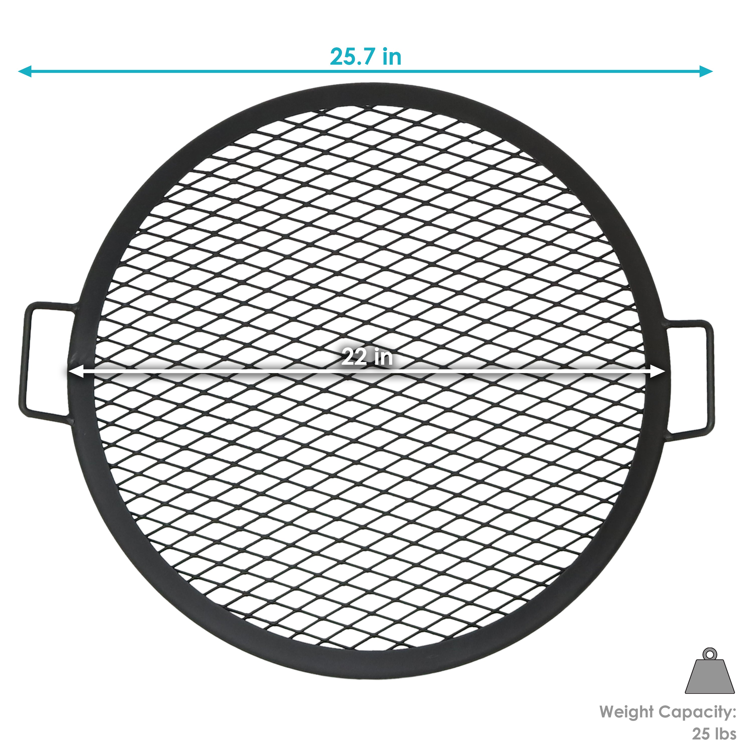 Sunnydaze X Marks Round Cooking Grate - Heavy Duty Campfire Grill for Outdoor BBQ, Picnics & Backyard Grilling - Perfect for Camping, Tailgating & Patio Parties