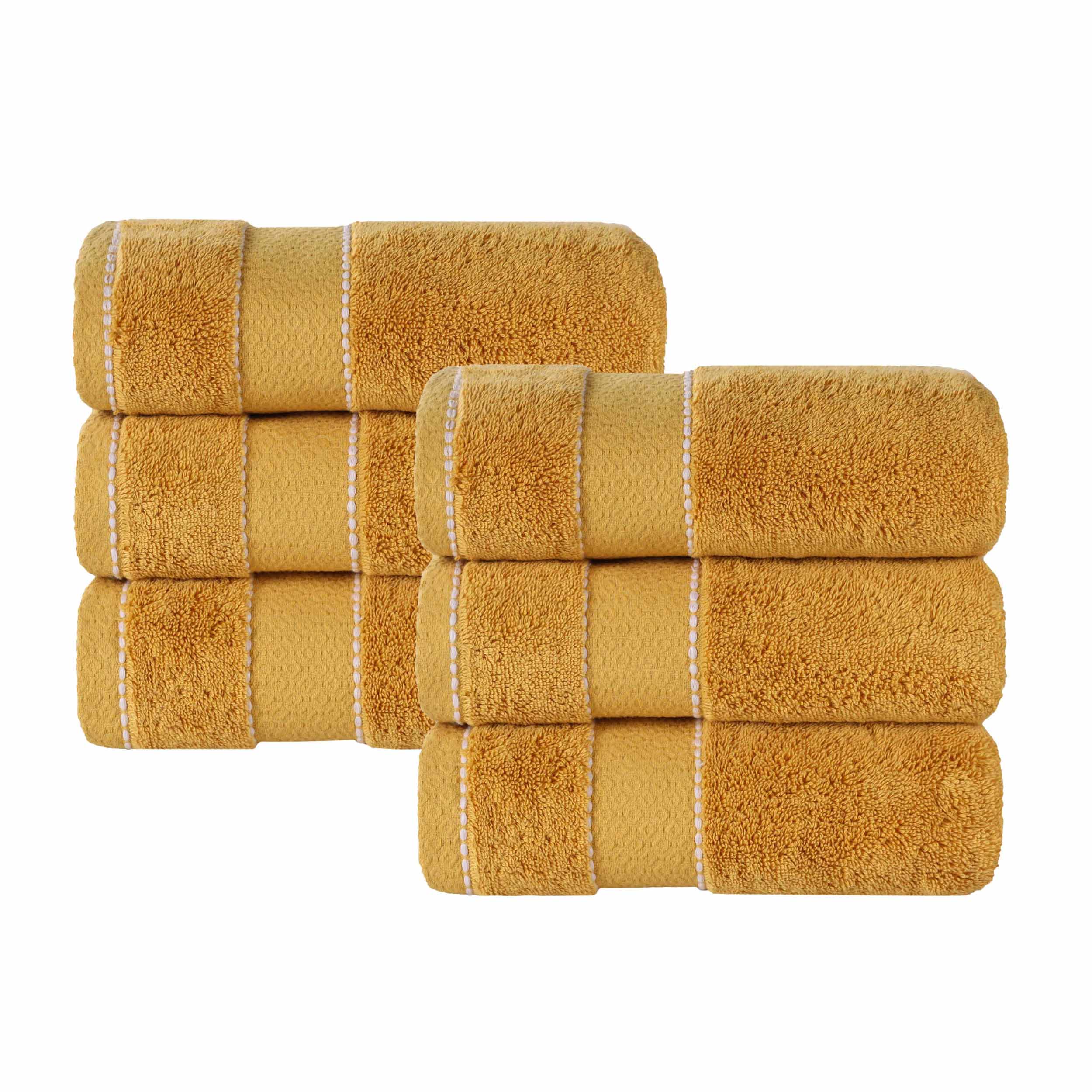 Premium Giza Cotton Dobby Hand Towels - Ultra Absorbent Set of 6 - Made in Egypt - Soft & Luxurious Bath, Kitchen & Guest Towels for Spa, Hotel & Home Use