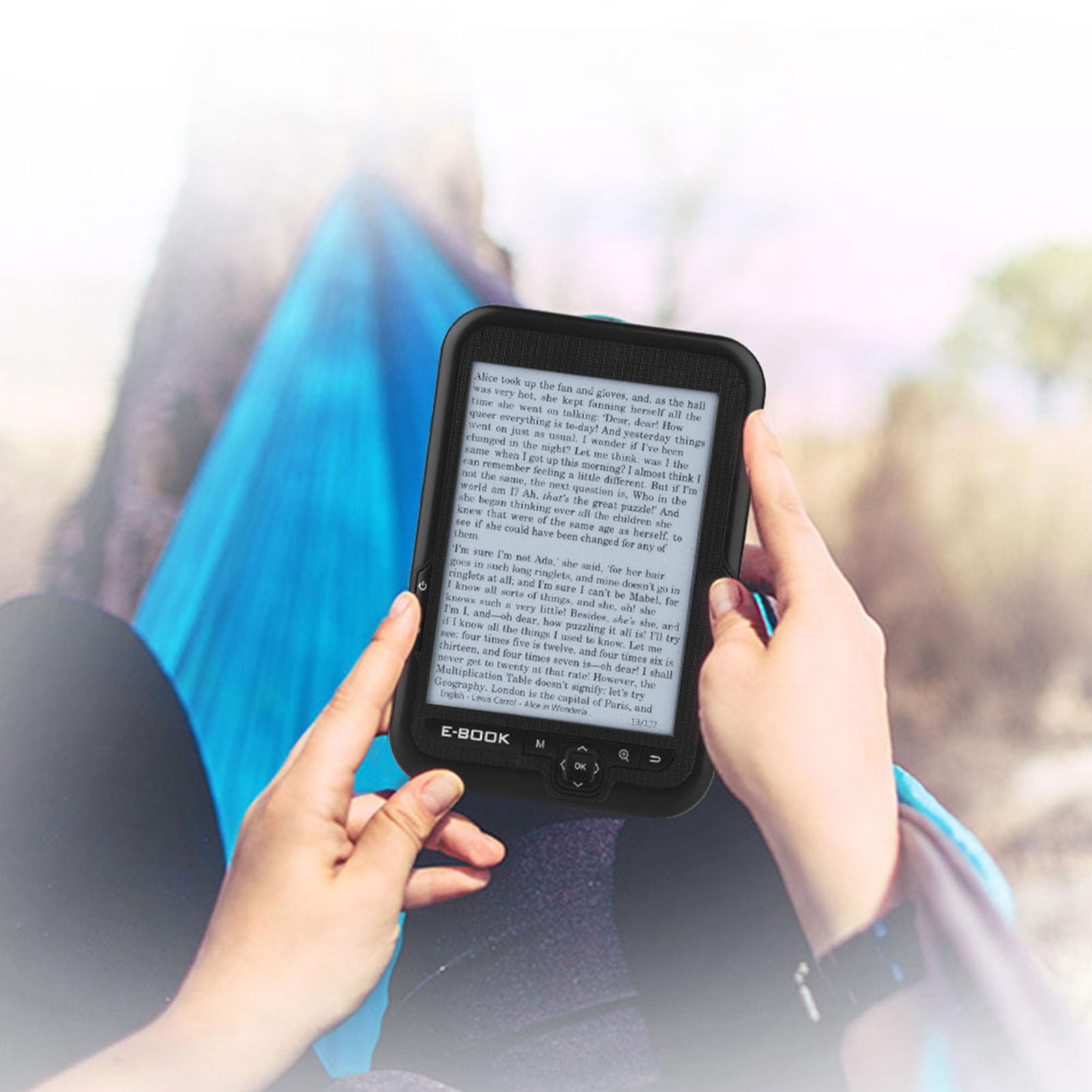 6 Inch Ebook Reader with E Ink Display - 600x800 Resolution, 300DPI, 8GB Storage, Blue Cover - Lightweight & Eye-Friendly for Reading, Travel, and Studying
