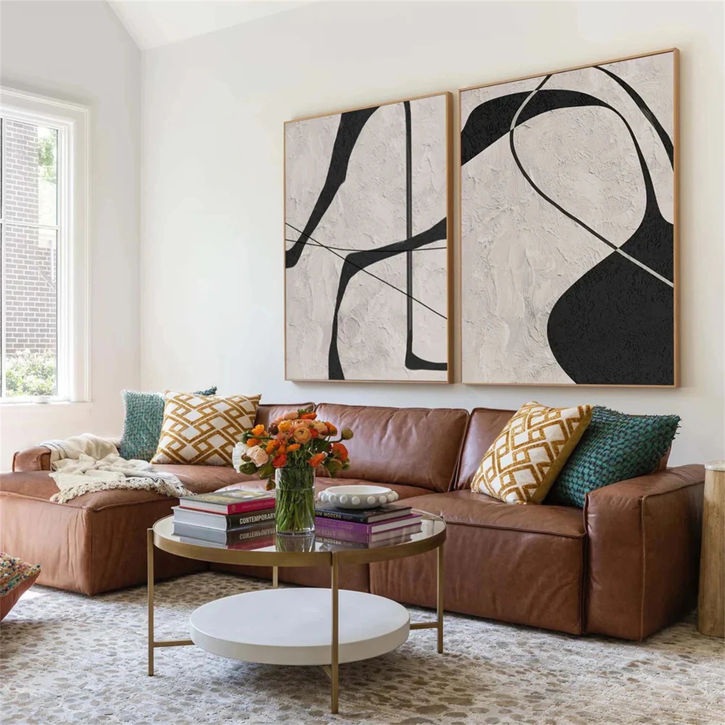 Abstract Tranquility Set of 2 Wall Art Paintings - Modern Minimalist Canvas Prints for Living Room, Bedroom & Office Decor #WS122
