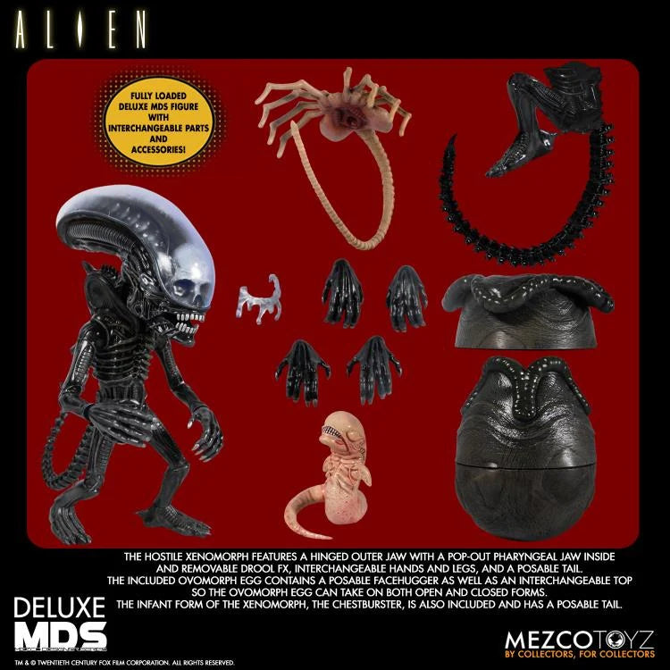 Mezco Designer Series Deluxe Alien Action Figure Set - Collectible Toy for Sci-Fi Fans & Movie Lovers - Perfect for Display, Gifts & Cosplay Scenes