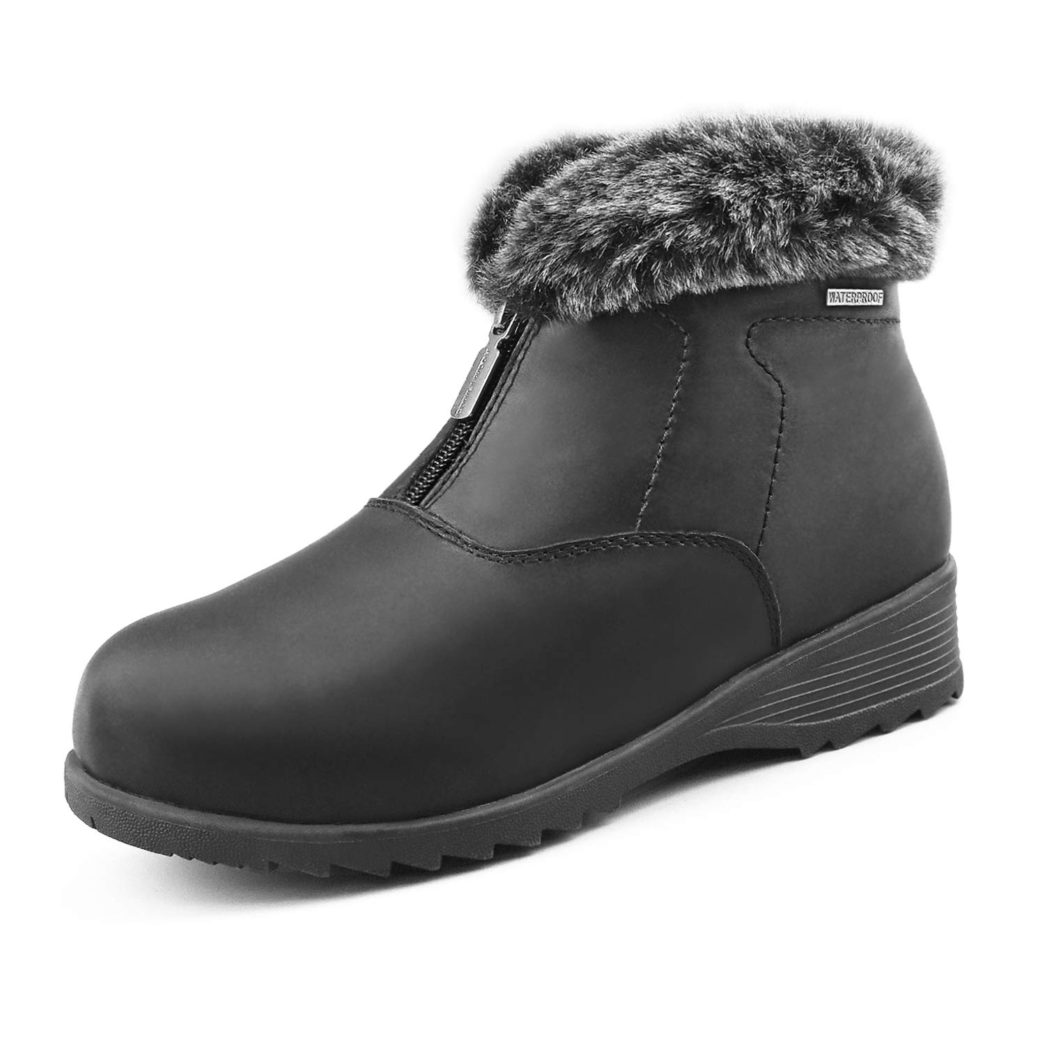 Comfy Moda Women's Waterproof Winter Boots - Genuine Leather, Fur Lined, 3M Thinsulate Insulated, Anti-Slip Ice Grip - Perfect for Snow Hiking, City Walking & Cold Weather Fashion (London Style)