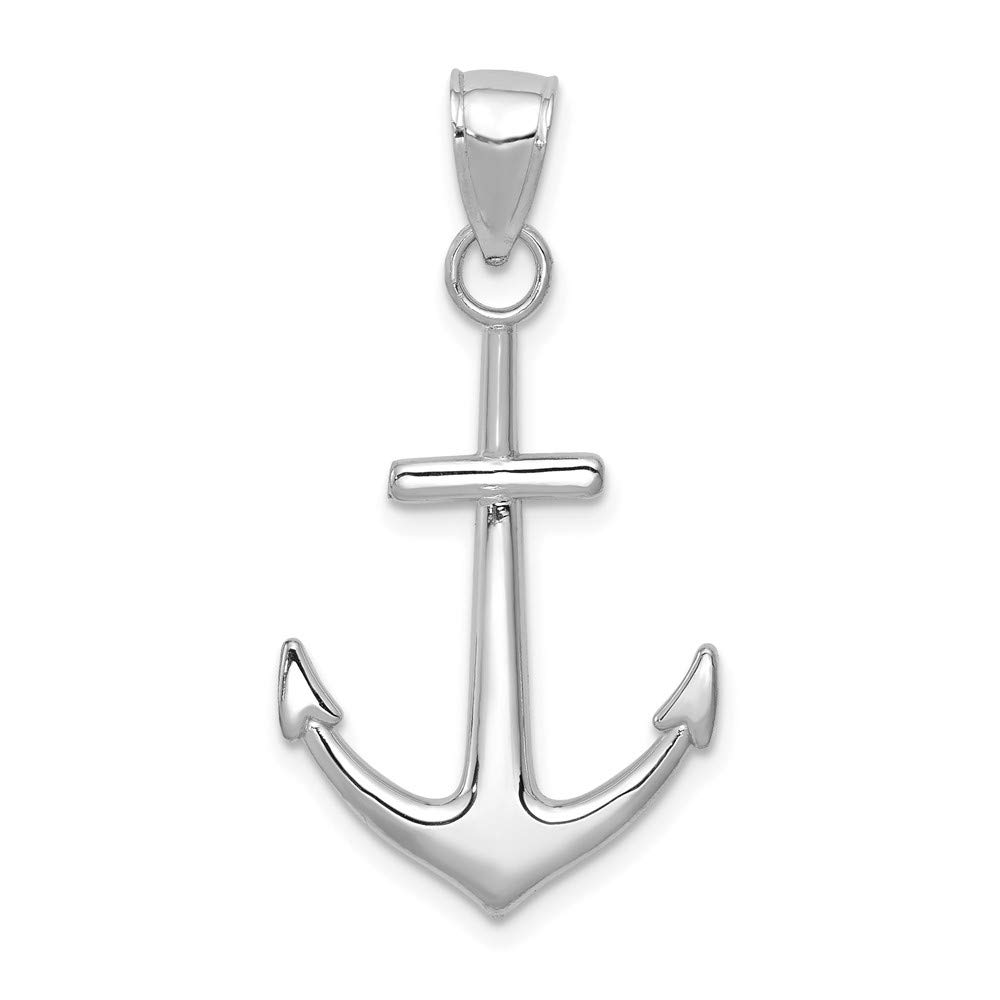 14K White Gold Polished Anchor Pendant Necklace - Elegant Nautical Jewelry for Women | Perfect for Gifts, Beach Weddings & Everyday Wear