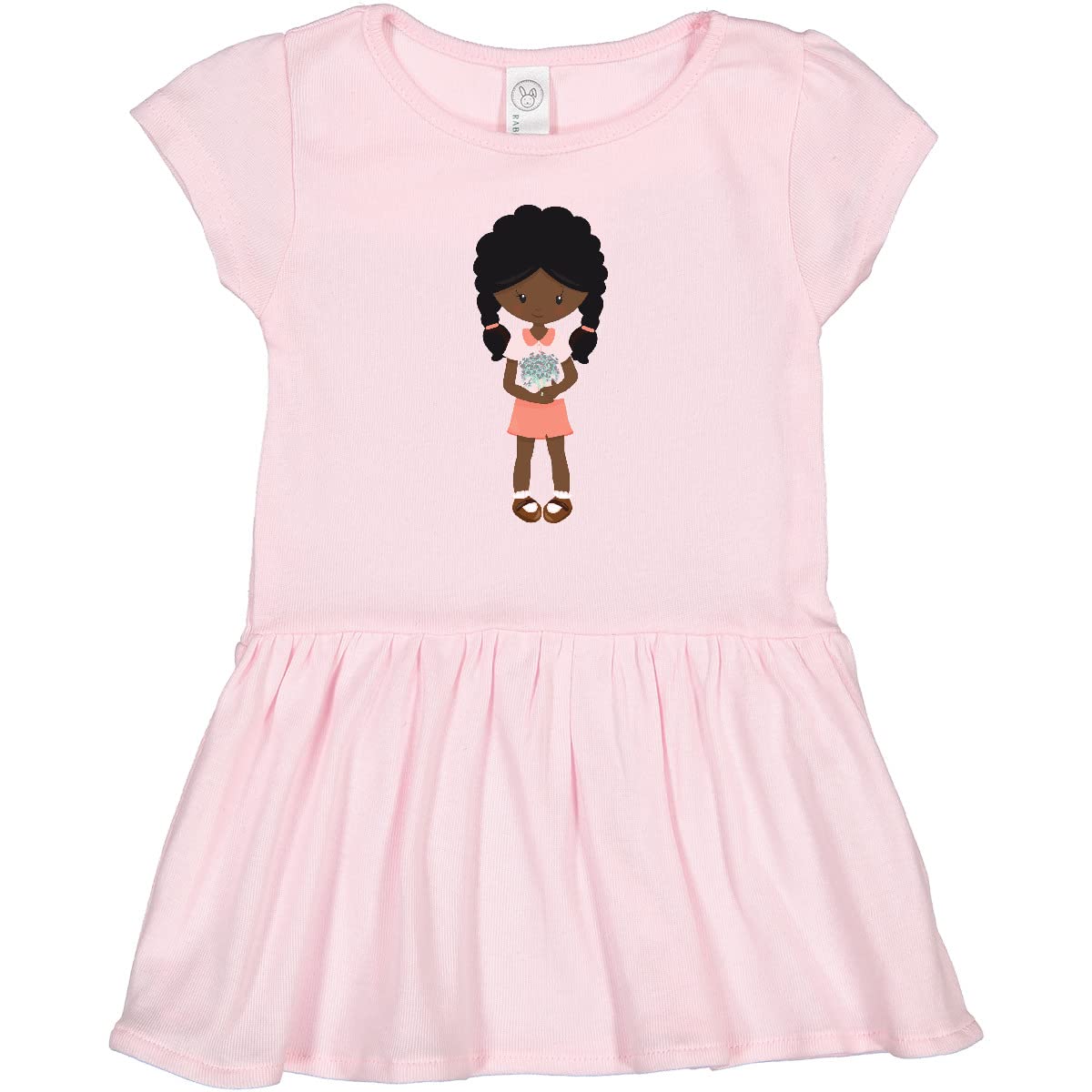 Inktastic Spring Girl African American Toddler Dress - Cute Floral Print Casual Outfit for Playdates, Parties & Everyday Wear
