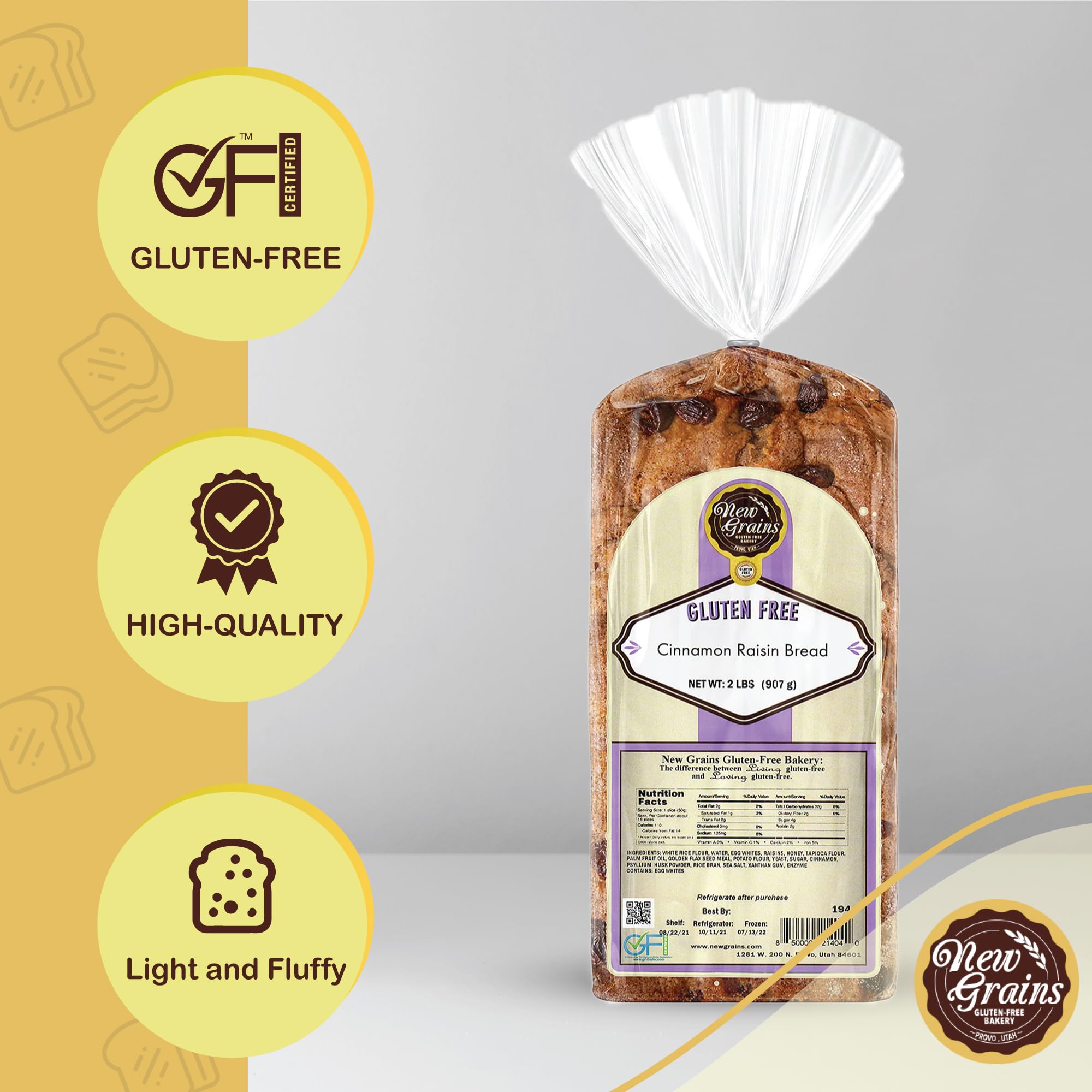 Gluten-Free Cinnamon Raisin Bread - 2 Pack | Healthy Breakfast & Snack Option | Perfect for Toasting, Sandwiches & Tea Time