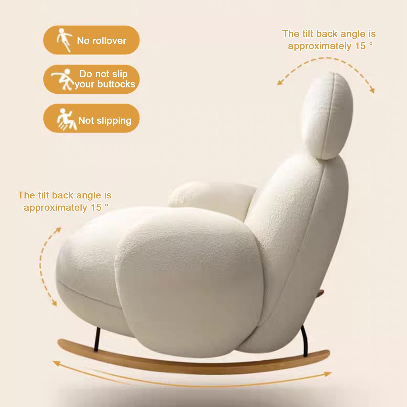 Comfy Upholstered Glider Rocker Chair with High Backrest - Perfect for Nursery, Living Room & Bedroom | Relaxing Nursery Glider for Breastfeeding, Reading & Lounging