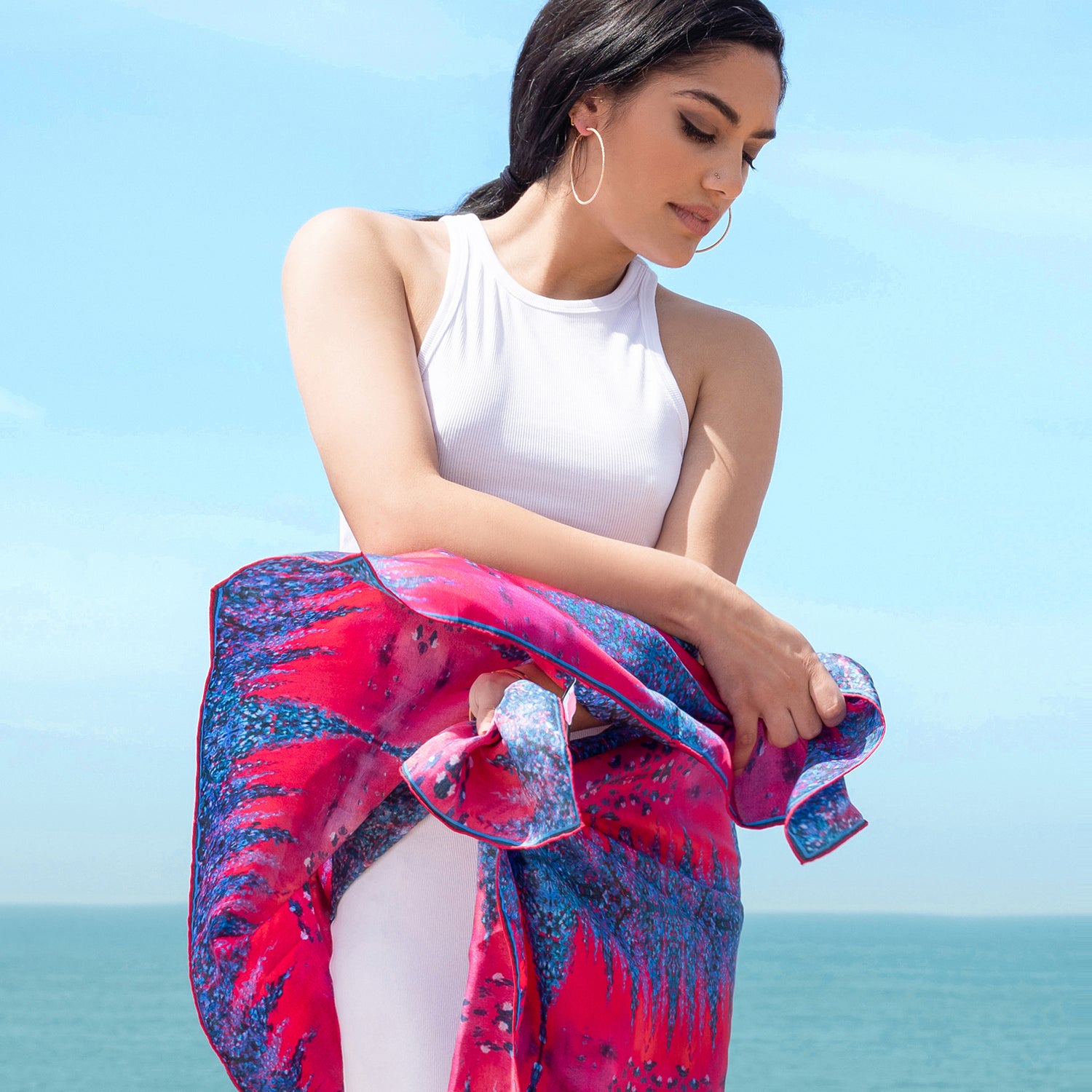 Fuchsia Dreams Long Silk Scarf for Women - Elegant Fashion Accessory for Dresses, Coats & Evening Wear | Lightweight & Luxurious