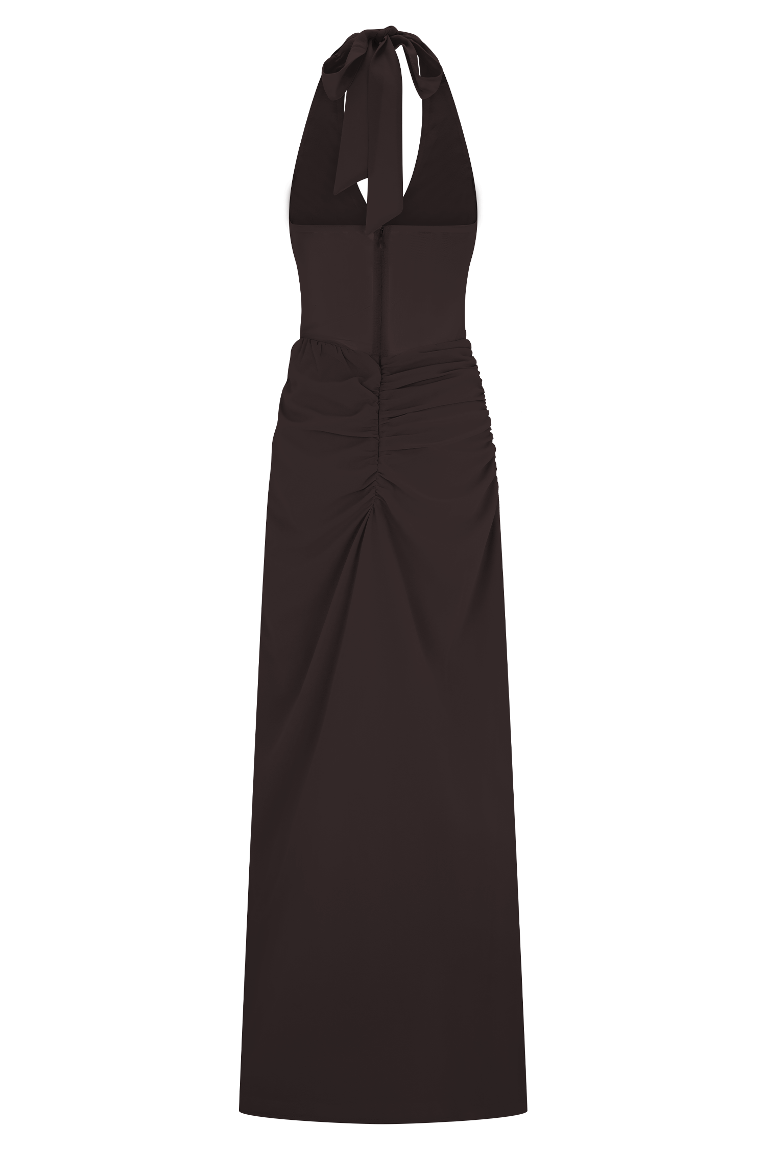 Elegant Chiffon and Mesh Maxi Dress in Dark Chocolate - Perfect for Evening Parties, Weddings & Special Occasions