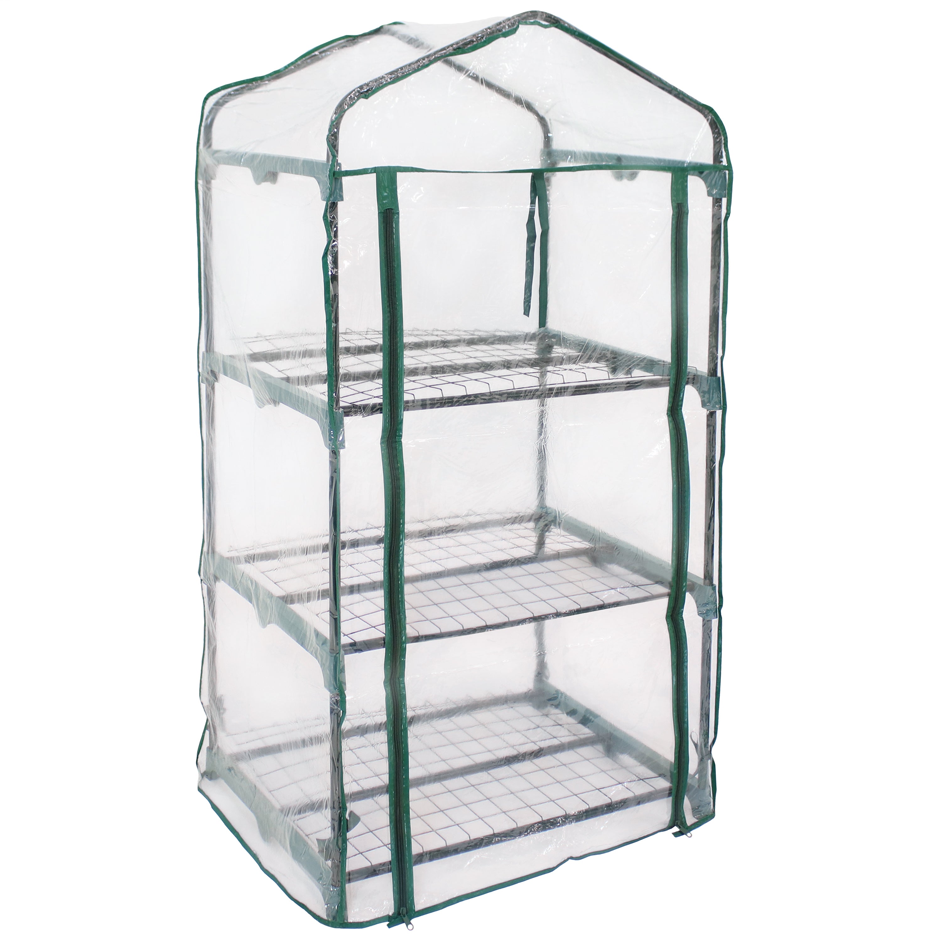 Sunnydaze 3-Tier Mini Greenhouse for Outdoors - Portable & Clear Cover - Perfect for Seedlings, Herbs & Small Plants - Indoor/Outdoor Gardening Accessory