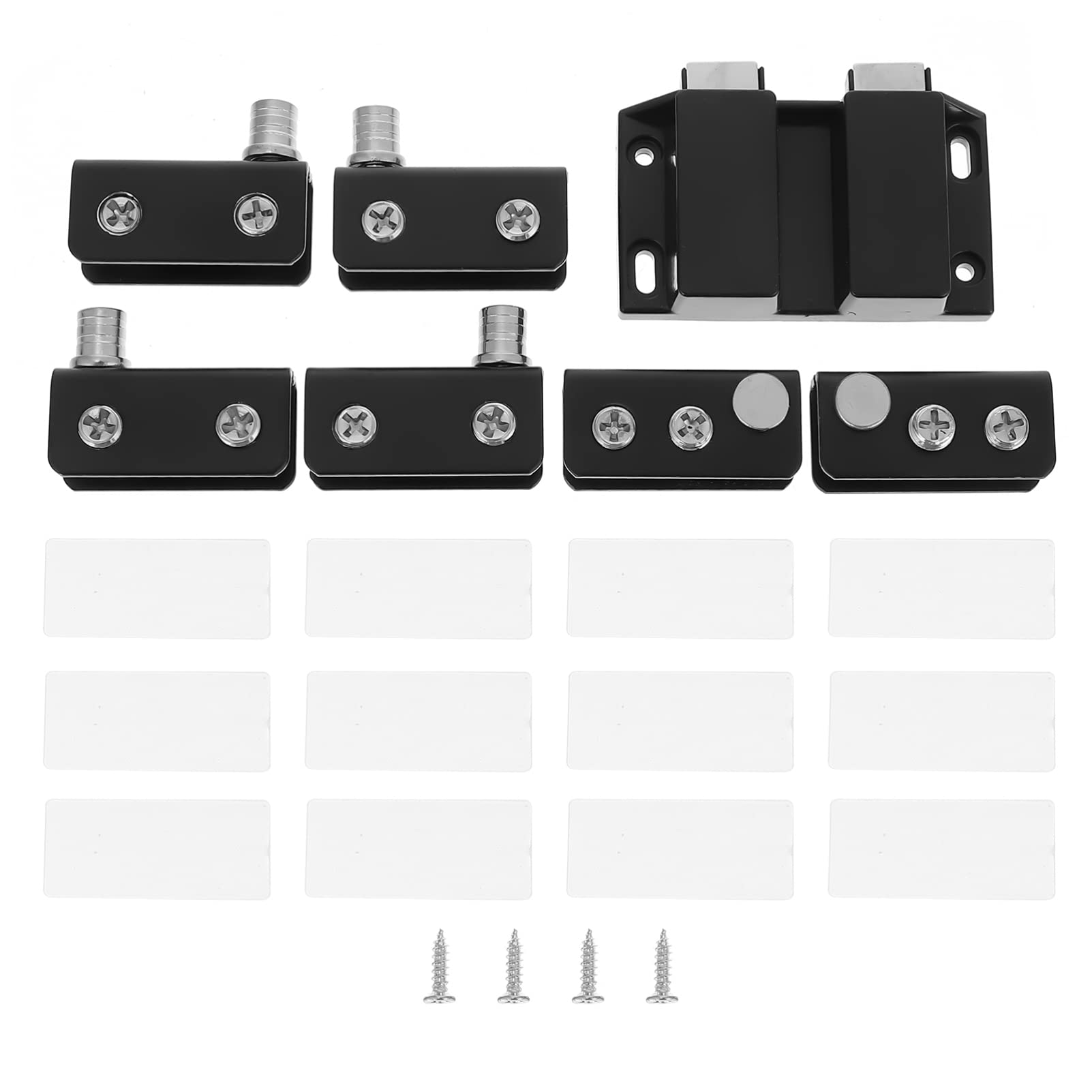 TEHAUX No Drill Glass Cabinet Hinges - Black Stainless Steel Shaft Hinge Clamps for Cupboard, Glass Door & Cabinet Doors | Easy Installation, Durable Hardware for Kitchen, Bathroom & Furniture