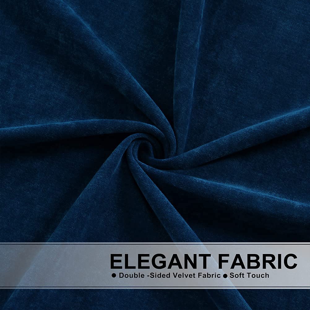 ELKCA Navy Blue Velvet Waterfall Valance - Single Hollow Swag Curtain Panel with Rod Pocket for Living Room & Kitchen - Elegant Window Treatment for Home Decor