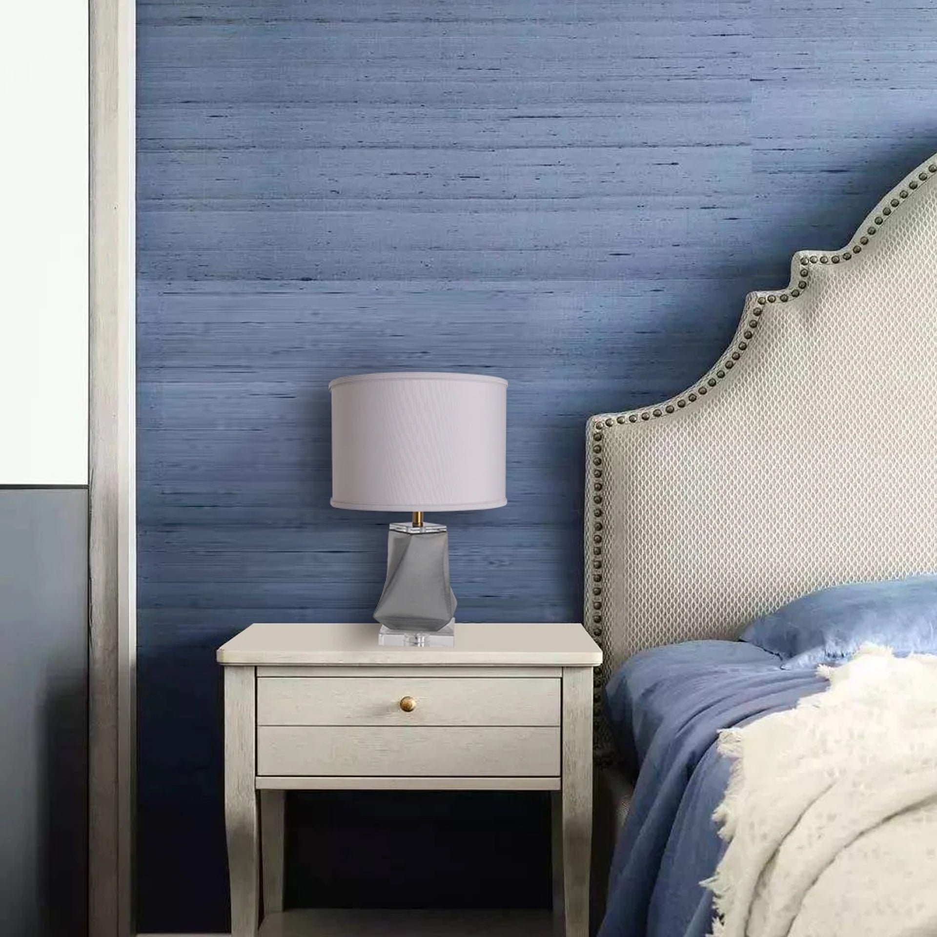Elegant Calla Little Twist Frosted Glass Table Lamp - 24 Inch Smoke Gray for Bedroom, Living Room & Office Decor