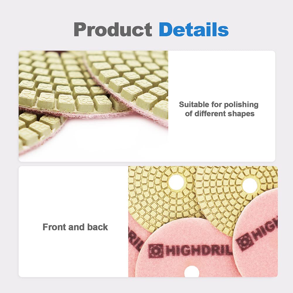 Wet Diamond Polishing Pads 6-Piece Set (4 Inch, #3000 Grit) for Granite, Marble, Ceramic & Artificial Stone - Professional Sanding Discs for Angle Grinders & Polishers - Perfect for Countertop Refinishing & Floor Restoration