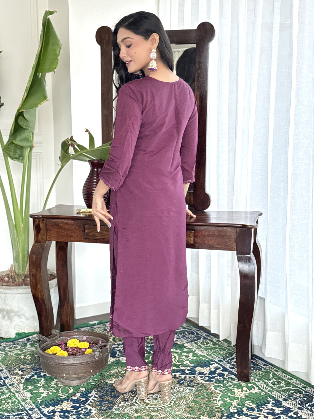 Elegant Burgundy Designer Party Wear Pant Suit with Printed Embroidery - Perfect for Weddings, Cocktail Parties & Special Occasions