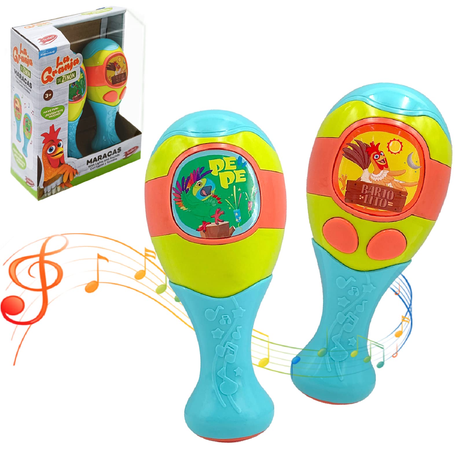 Bartolito Maracas - Musical Baby Rattles & Egg Shakers for Newborns 0-6 Months | Electric Sound Toys for Infant Sensory Development | Perfect for Baby Showers, Birthday Parties & Early Learning Playtime (2-Piece Set)
