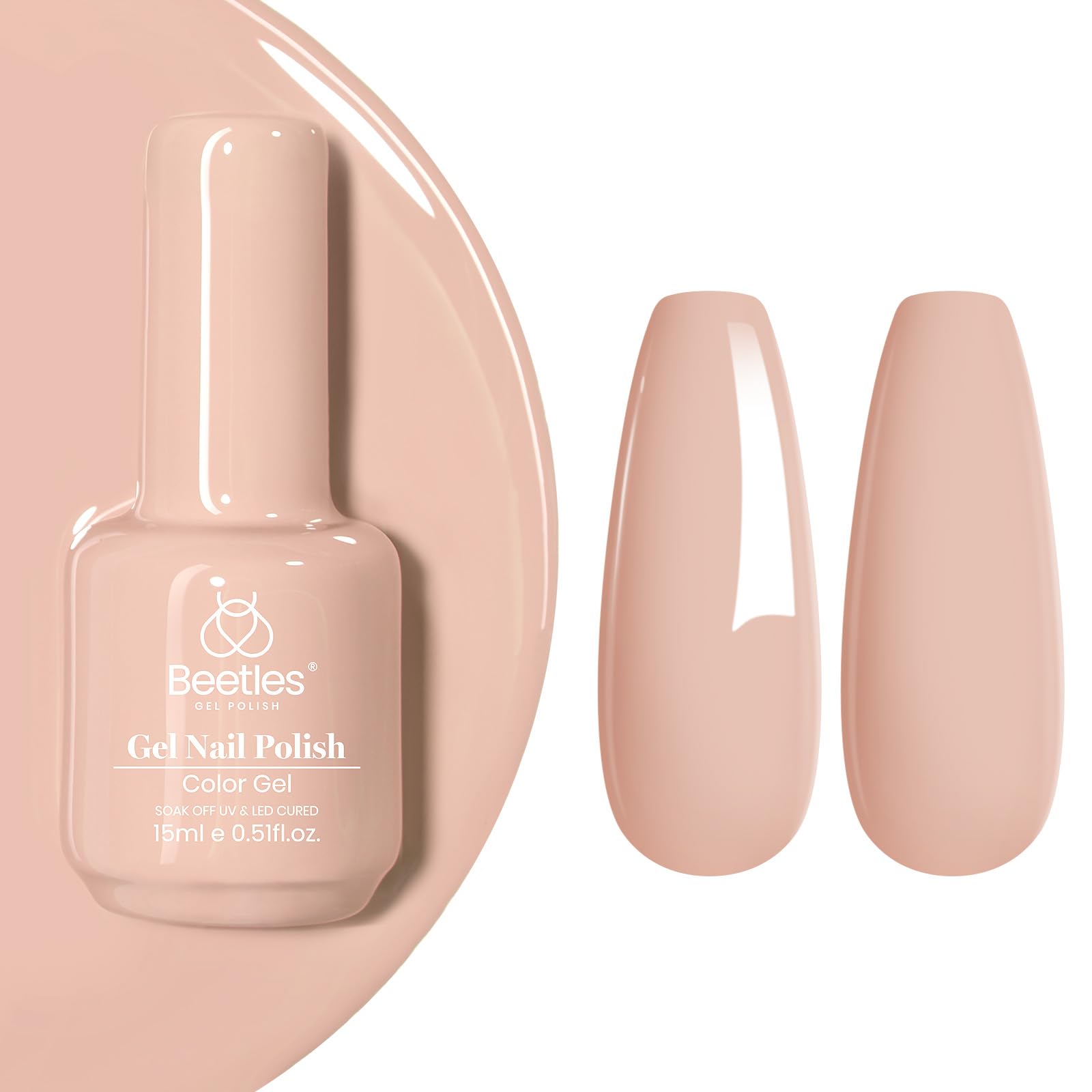 Beetles Gel Nail Polish - 15ml Skin Nude Neutral Color Soak Off UV/LED Gel Polish for Manicure | DIY Nail Art at Home & Salon Use | Perfect Spring Gift for Women