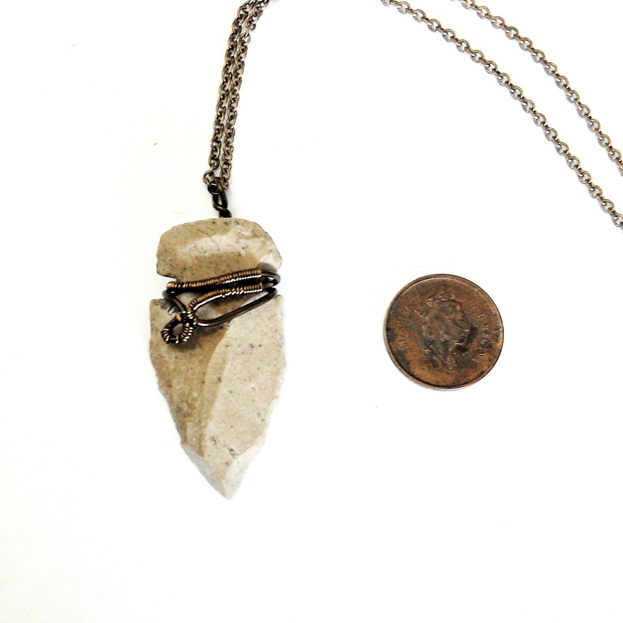 Original Flint Arrowhead Necklace - Handcrafted Antique Bronze Wire Pendant Jewelry for Men & Women | Perfect for Outdoor Enthusiasts, Nature Lovers & Unique Gift Giving