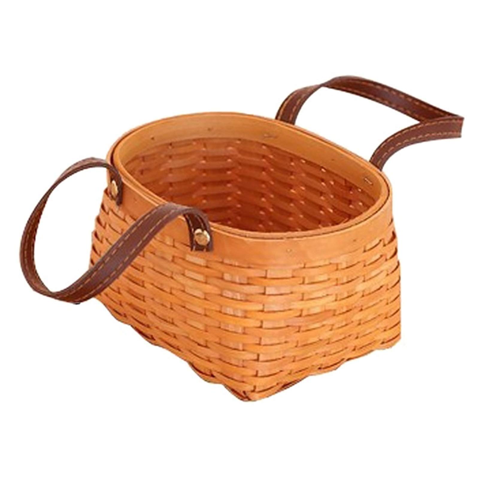 Premium Woven Bamboo Picnic Basket - Natural Eco-Friendly Outdoor Picnic, BBQ, Beach & Camping Essential - Perfect for Picnics, Groceries, Fruit & Flower Storage (24x18x11.5cm) - Lightweight & Portable for Travel & Outdoor Adventures