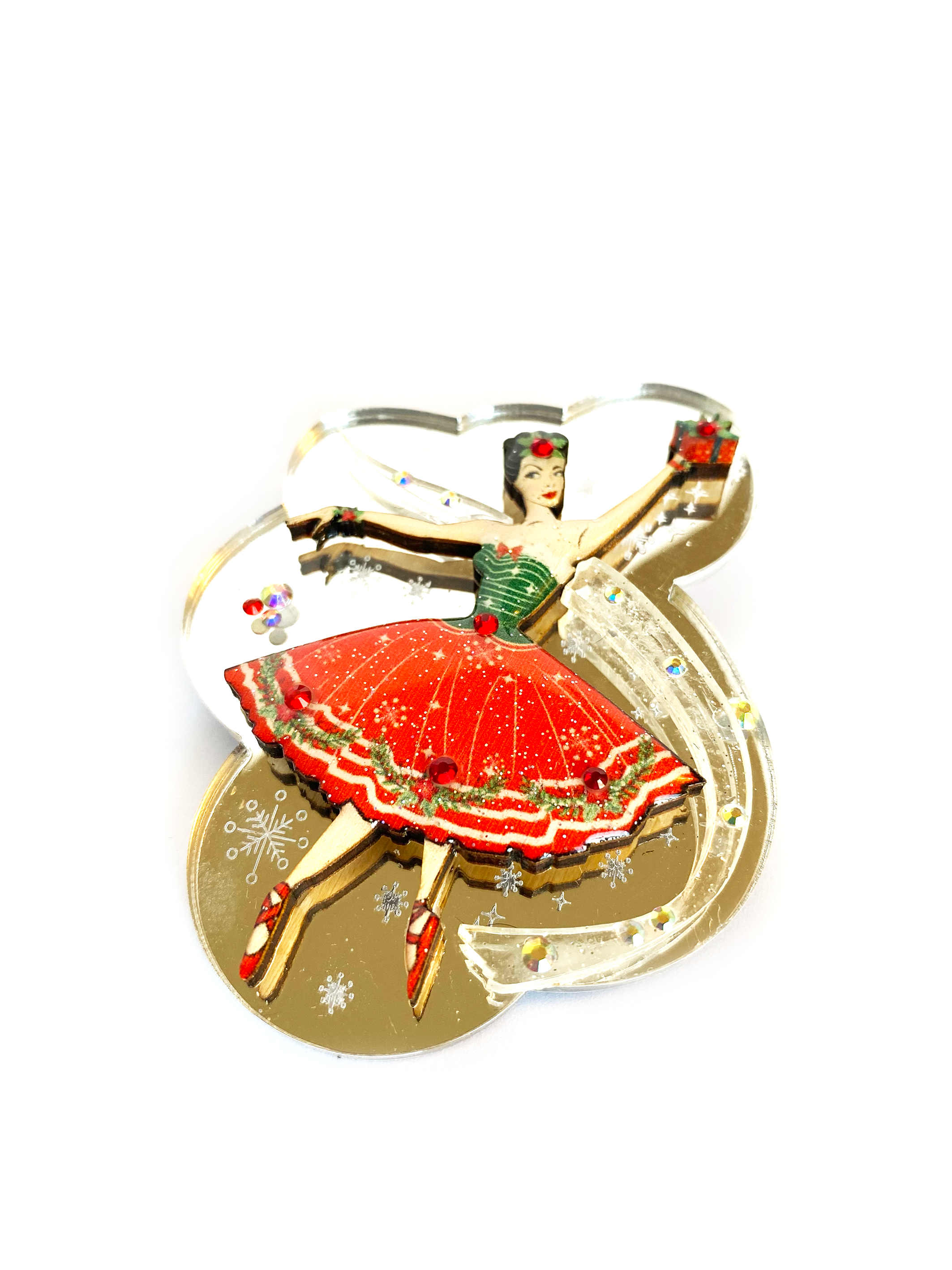 Elegant Ballerina Christmas Brooch by Rosie Rose Parker - Perfect for Holiday Gifts, Festive Attire & Christmas Tree Decorations