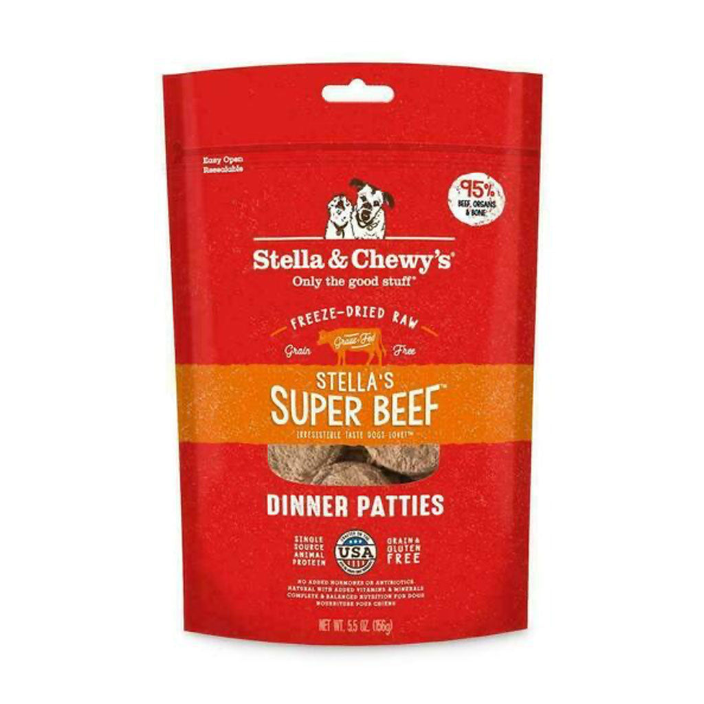 Stella & Chewy's Freeze-Dried Super Beef Dinner for Dogs - High-Protein Raw Dog Food for Puppies & Adult Dogs - Perfect for Training Treats, Meal Toppers & Raw Diet Supplement