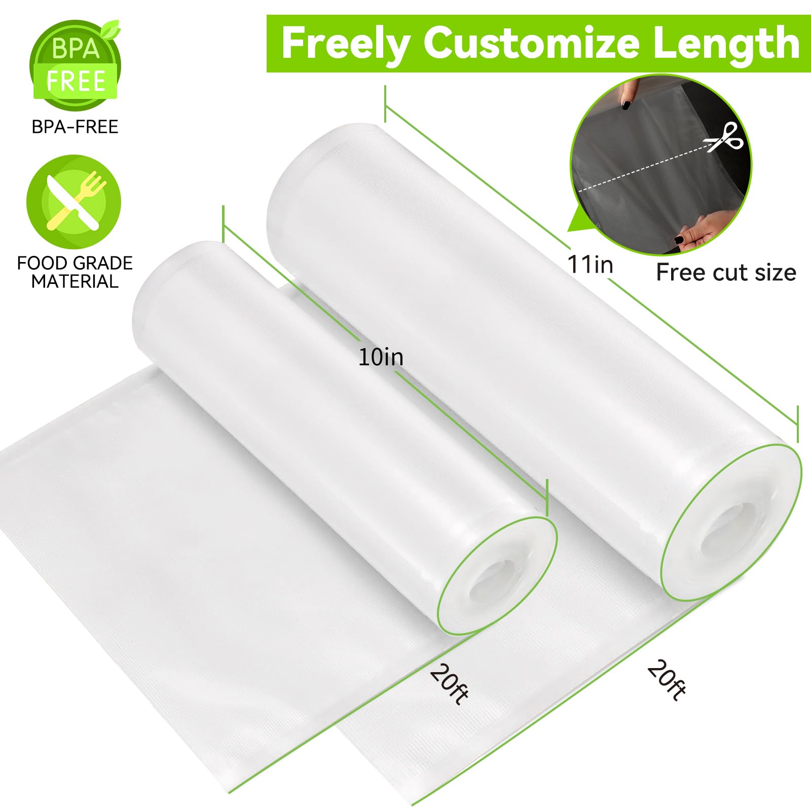 HytusCooking Vacuum Sealer Bags Rolls - 6 Pack (3 Rolls 11