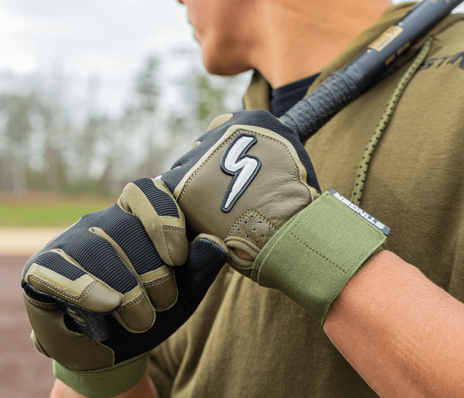 Winder Series Batting Gloves - Military Green & Black | Baseball & Softball Training | Durable Grip for Hitting Practice