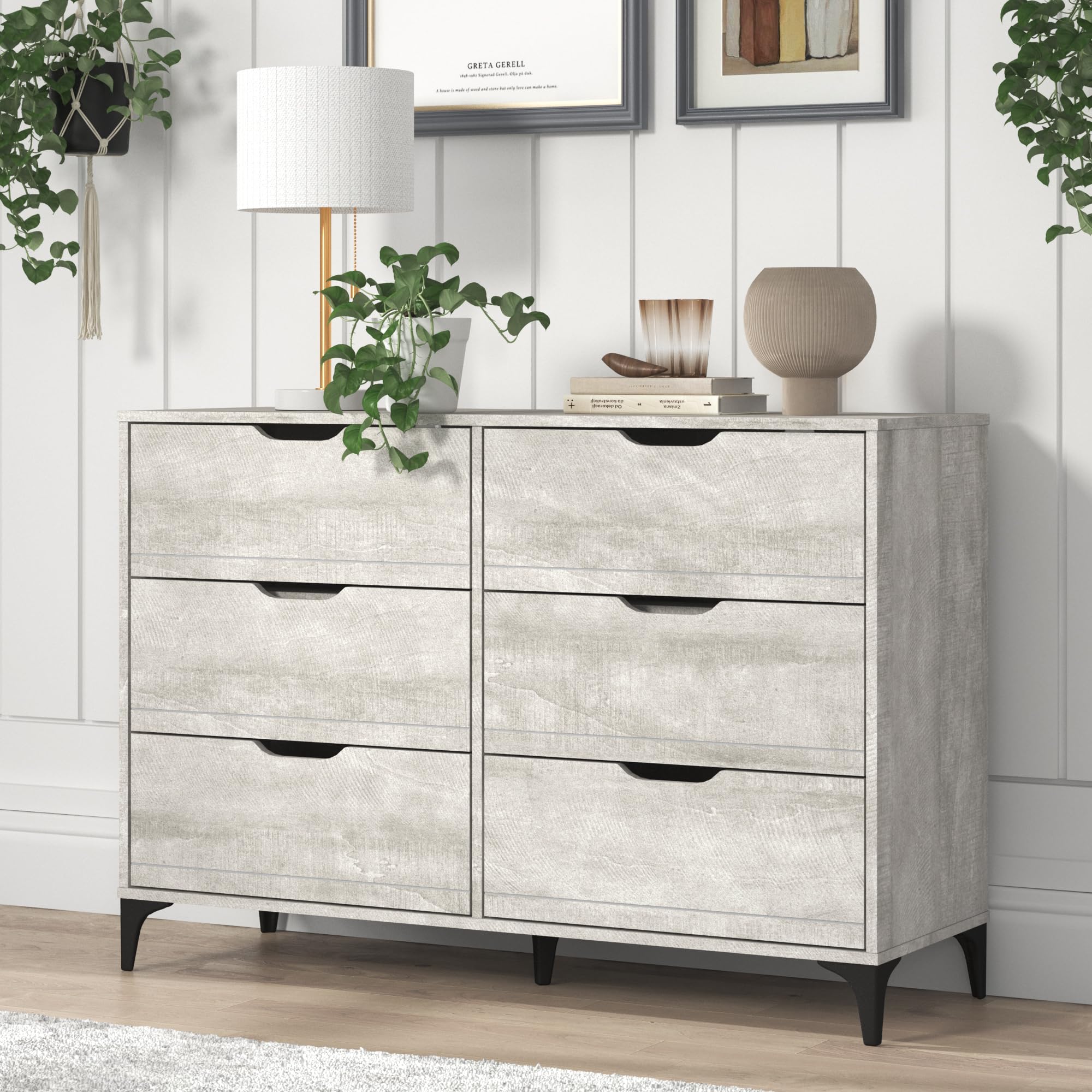 Galano Lilay 6-Drawer Wooden Dresser for Bedroom - Wide Chest of Drawers for Kids & Nursery - Closet Organizer Storage Furniture (15.7
