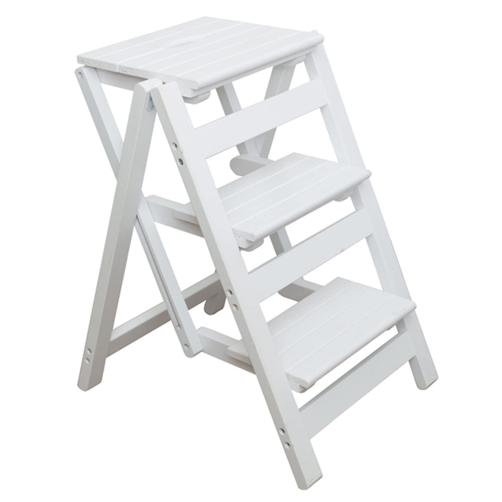 NEVKA Foldable Wooden Step Stool Ladder - Portable Multifunctional Stool for Home, Office, Library - Perfect for Reaching High Shelves, Display Cases & Storage Areas
