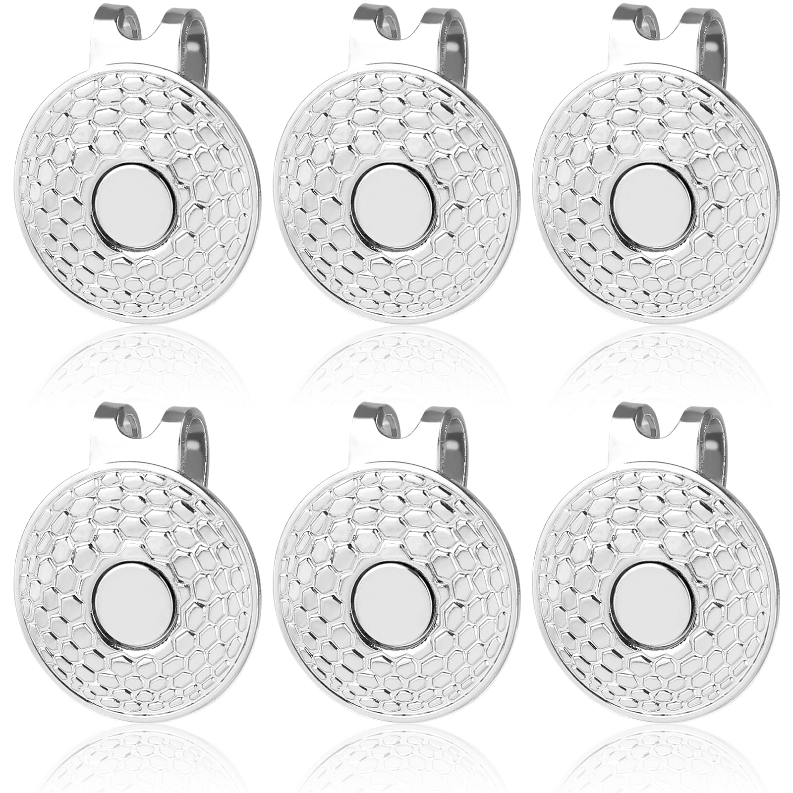 6pcs Magnetic Golf Hat Clip with Pattern - Strong Magnet Golf Ball Marker & Holder for Hats, Caps, Pants, Gloves - Durable Metal Golf Accessories for Men & Women - Perfect Gift for Golfers (Ideal for Golf Courses, Driving Ranges & Outdoor Sports)