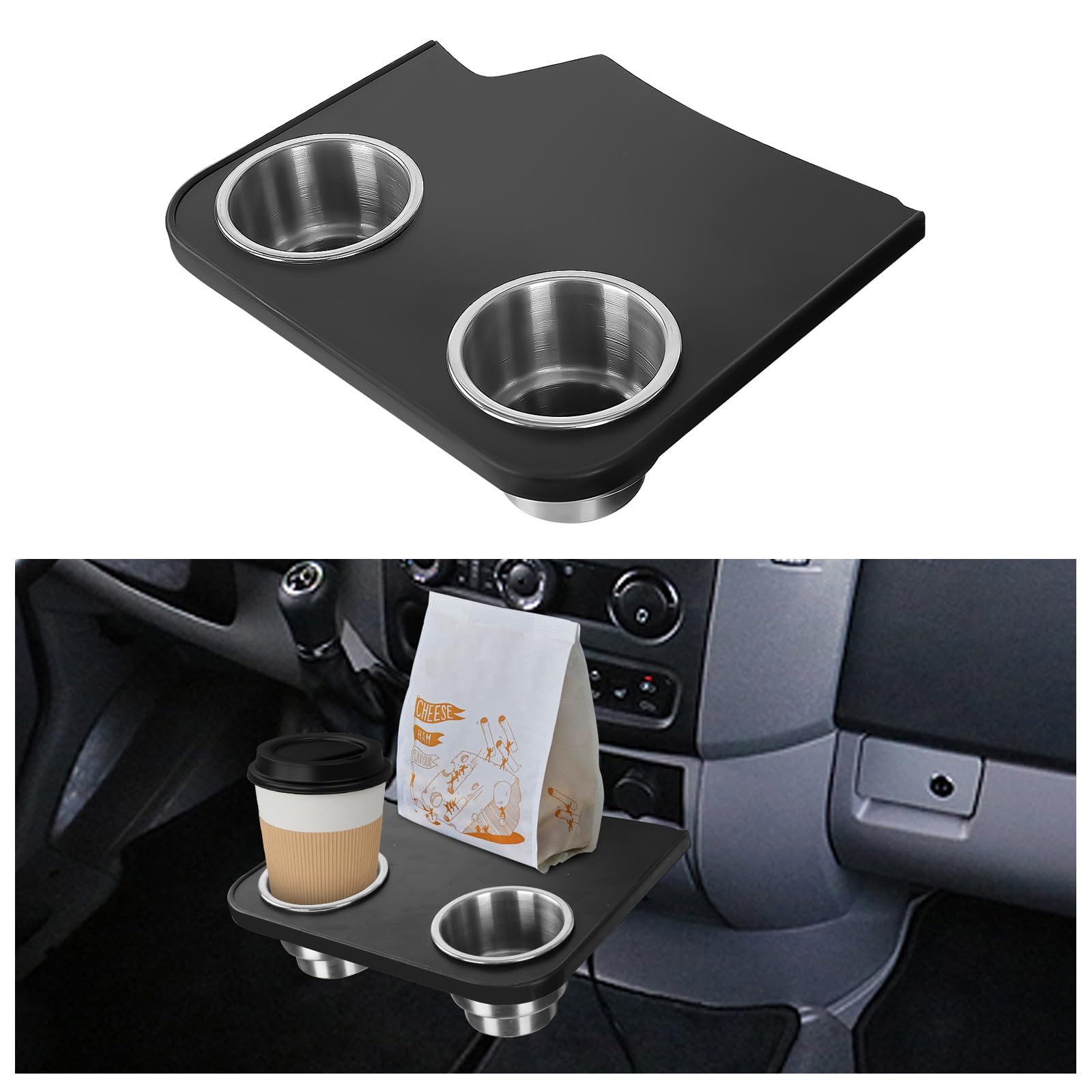 Stainless Steel RV Cup Holder & Snack Tray for 2006-2018 Mercedes-Benz Sprinter NCV3 Camper Van | Phone Table & Drink Accessory | Perfect for Road Trips & Camping